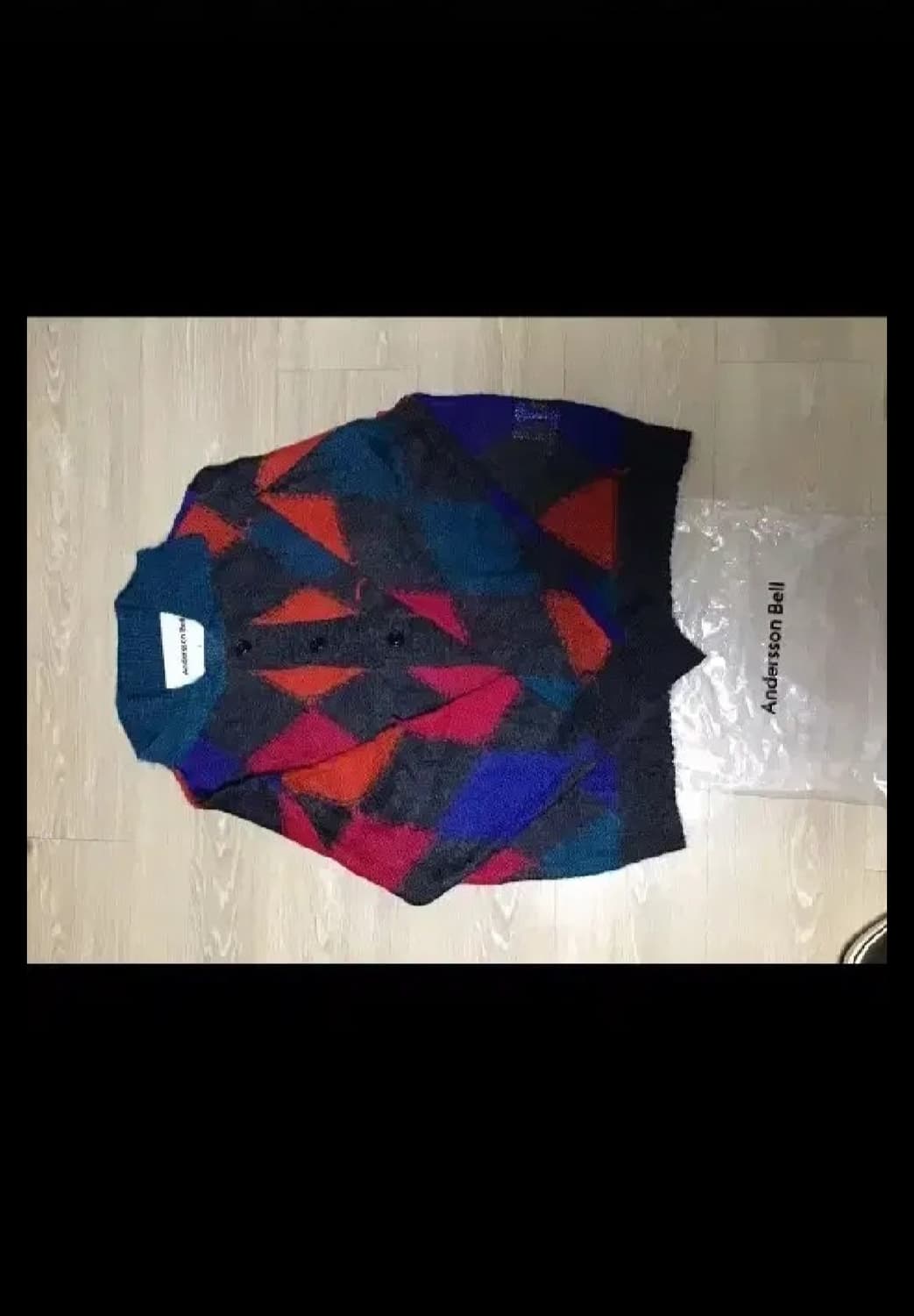 앤더슨벨 키드모헤어  아가일 가디건 L 상품이미지3