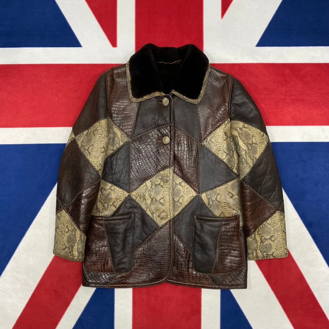 패치워크 양가죽 하프코트 실측 100 상품이미지1