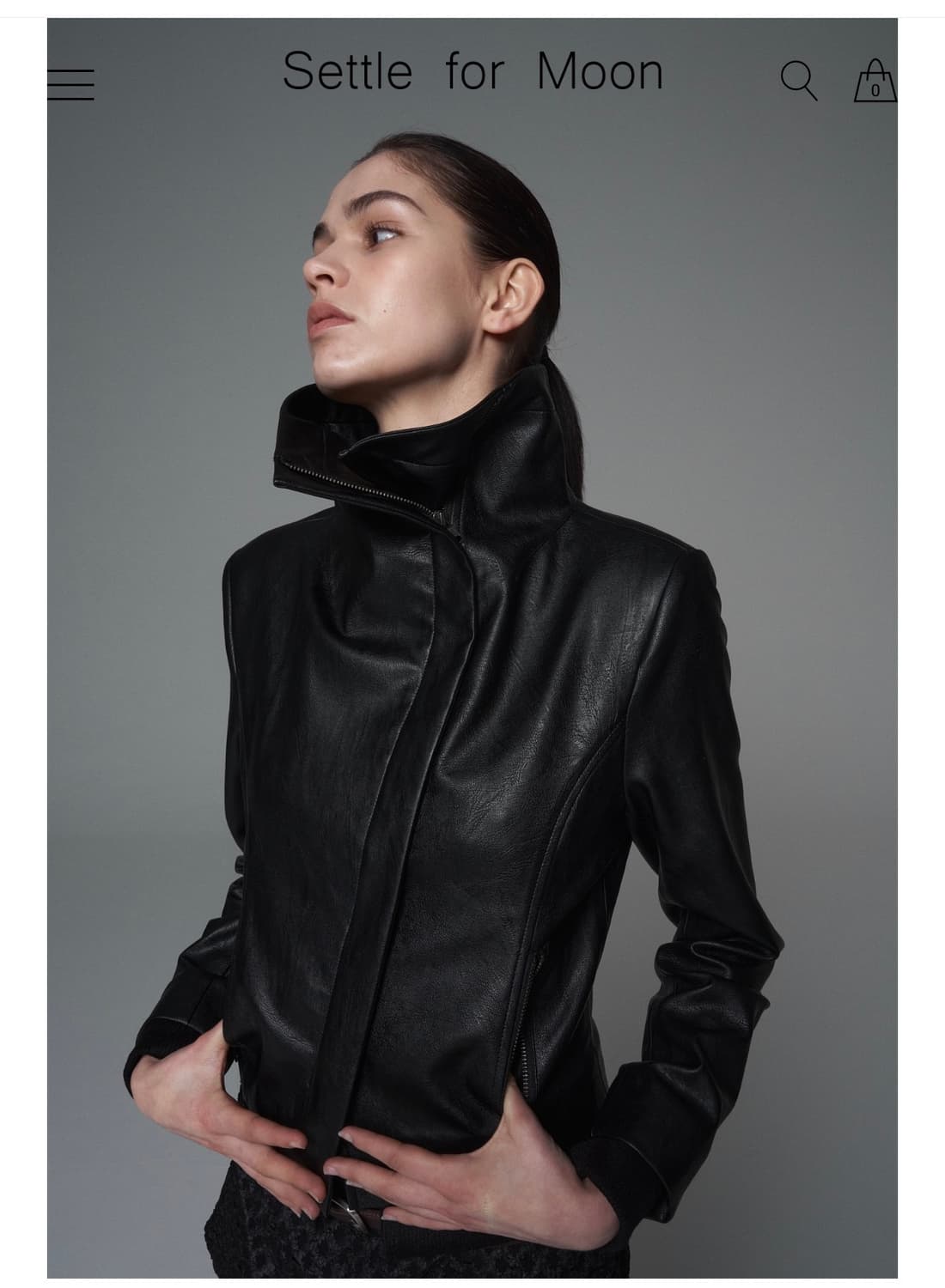 Settle for moon leather jacket Black 상품이미지4