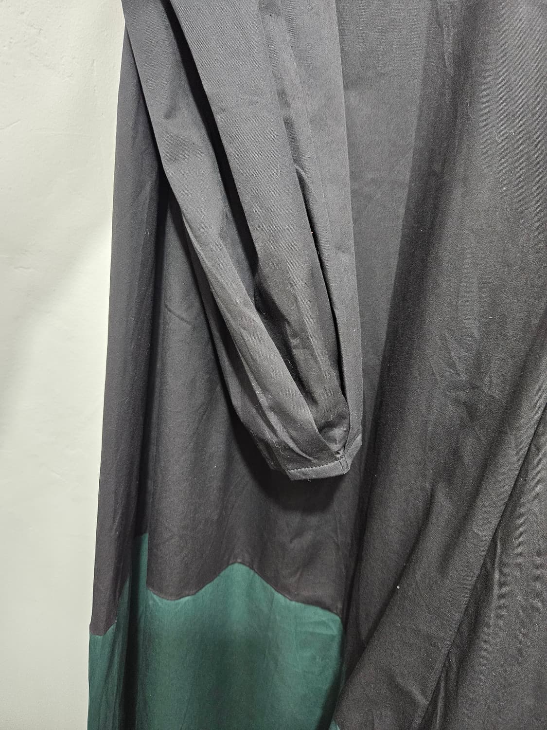 블랙/그린 배색 면 롱원피스  상품이미지7