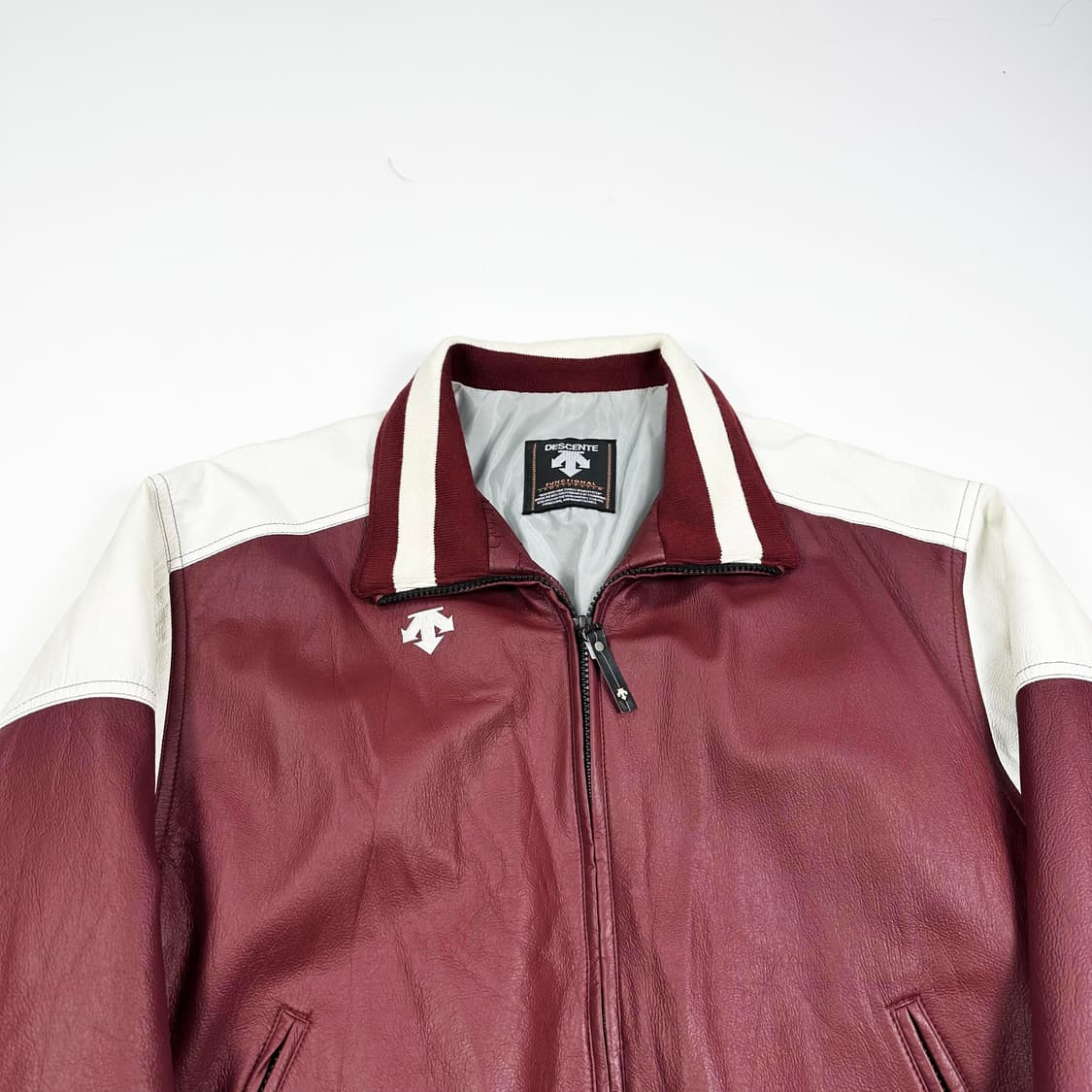데상트 동계 레더 스타디움 자켓 야구점퍼 버건디 L 상품이미지2