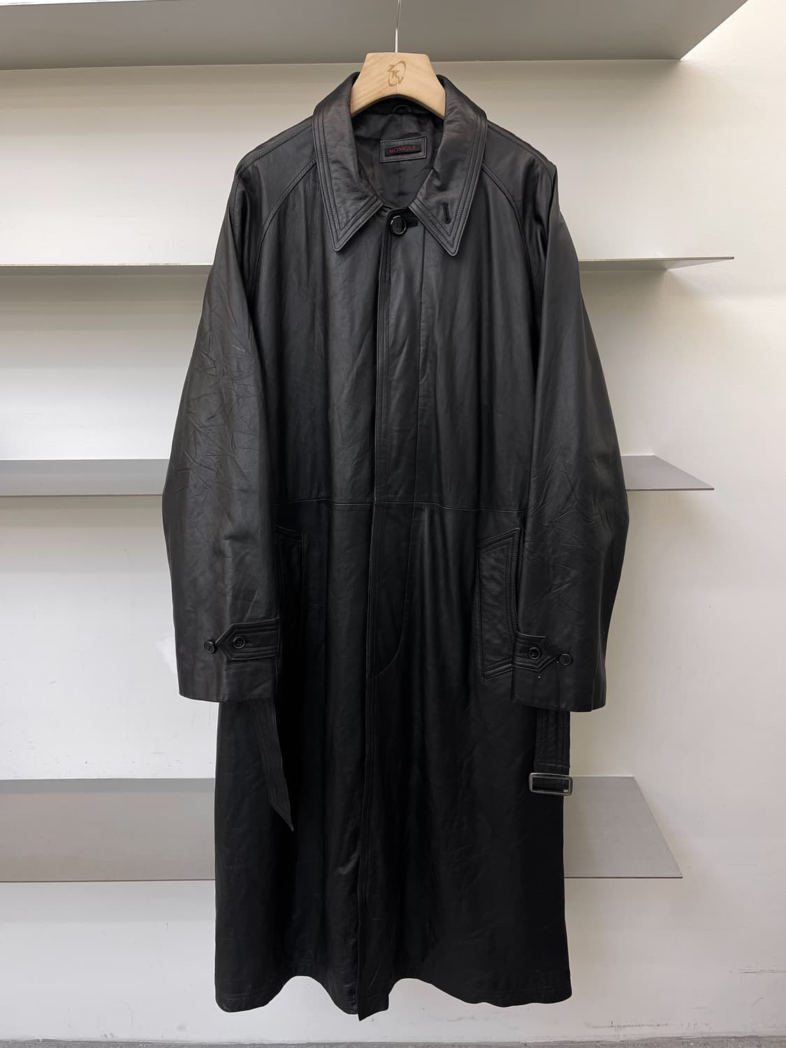 Monique 90s 카우 레더 트렌치 코트 상품이미지2
