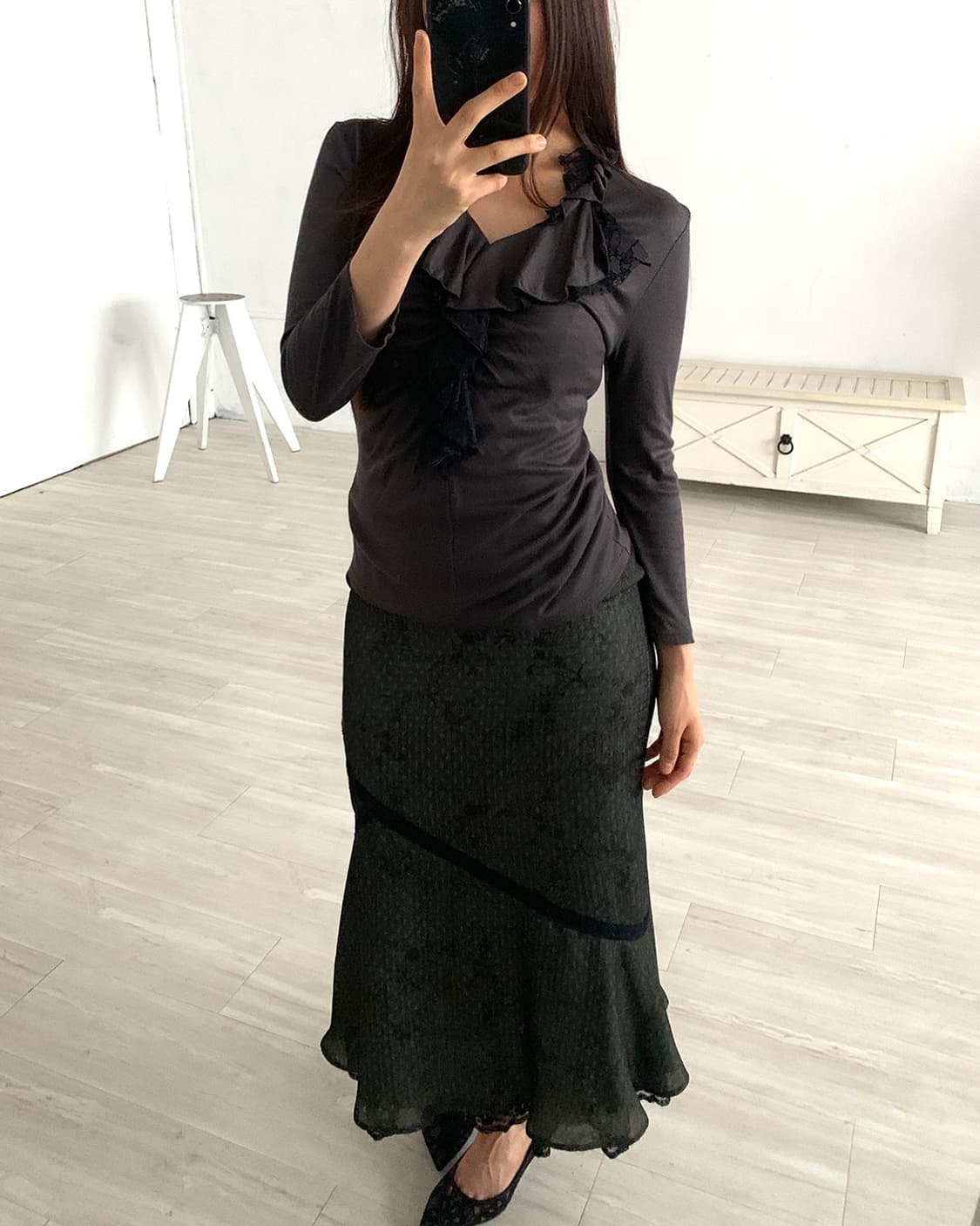 Charcoal Oriental Mermaid Long Skirt 상품이미지4