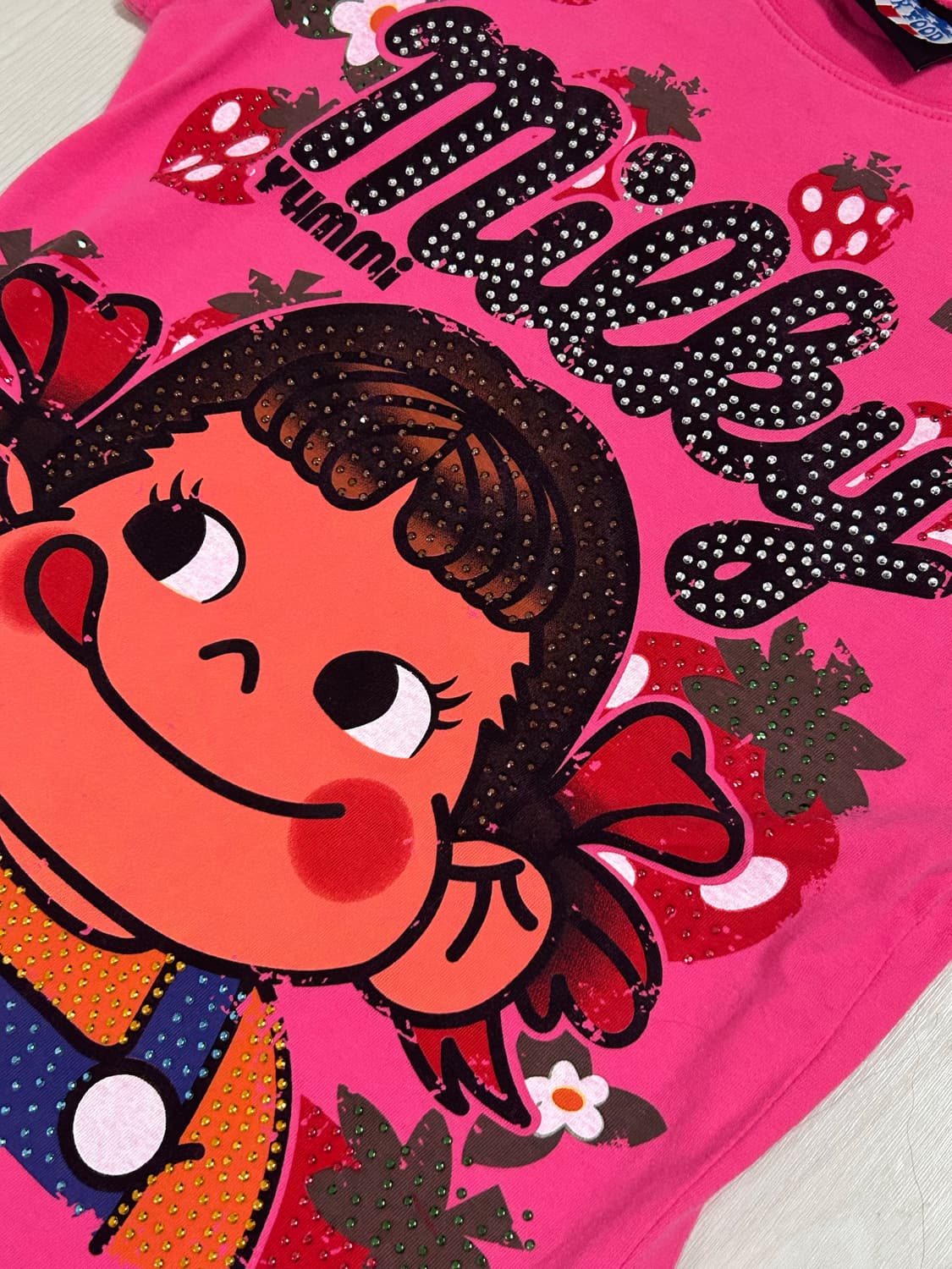 페코짱 큐빅디테일 핑크 로걀탑 딱붙핏 상품이미지2