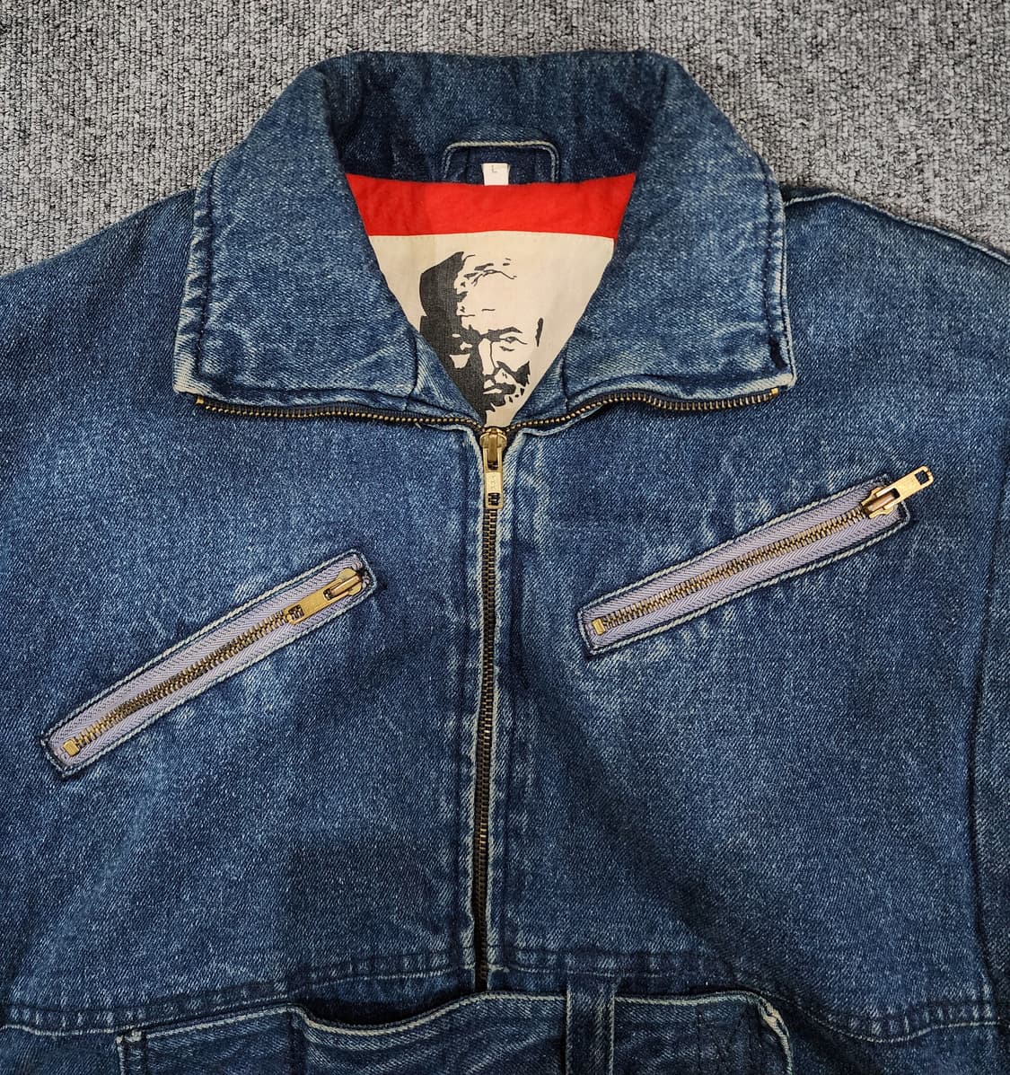 90s 에드윈 X RMS 빈티지 데님 봄버 집업 자켓 L 상품이미지4