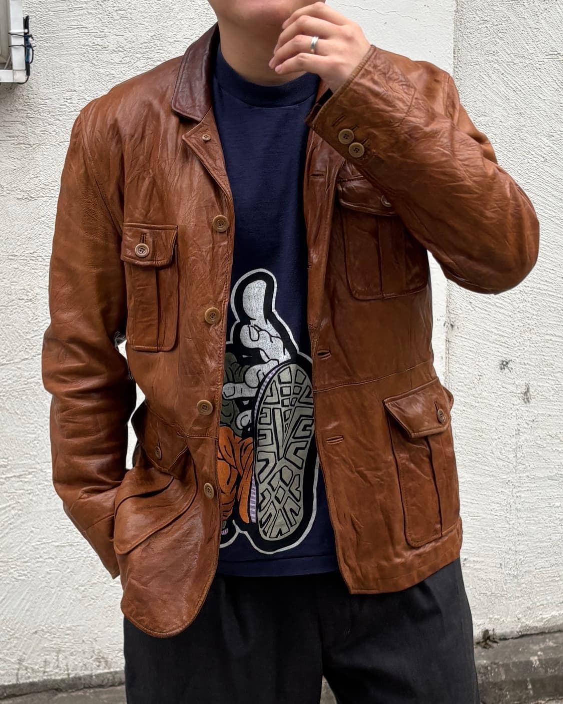 90's CP컴퍼니 램스킨 레더 자켓 상품이미지1