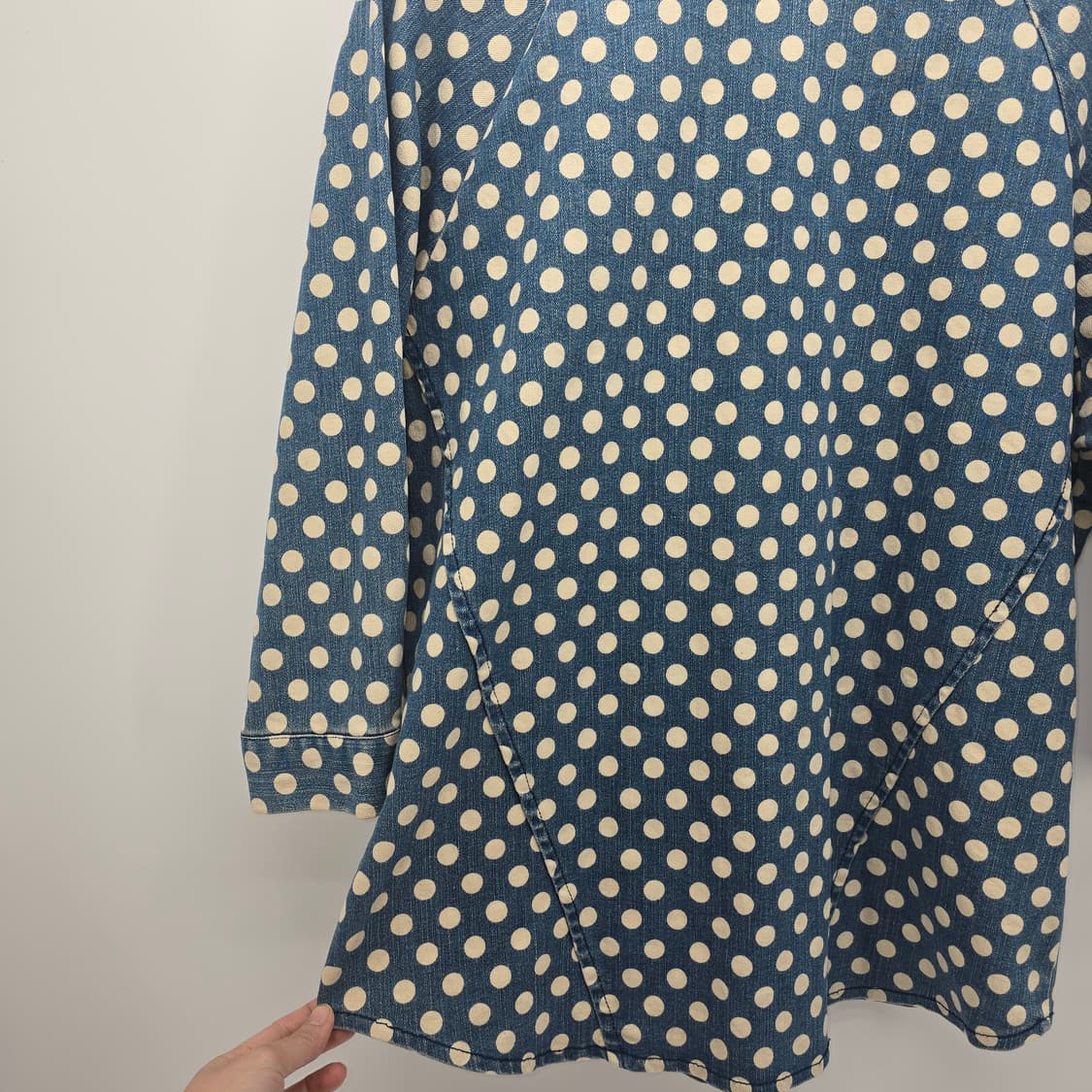 CONCORDANCE 데님 도트 롱 셔츠 블라우스 [B40369] 상품이미지7