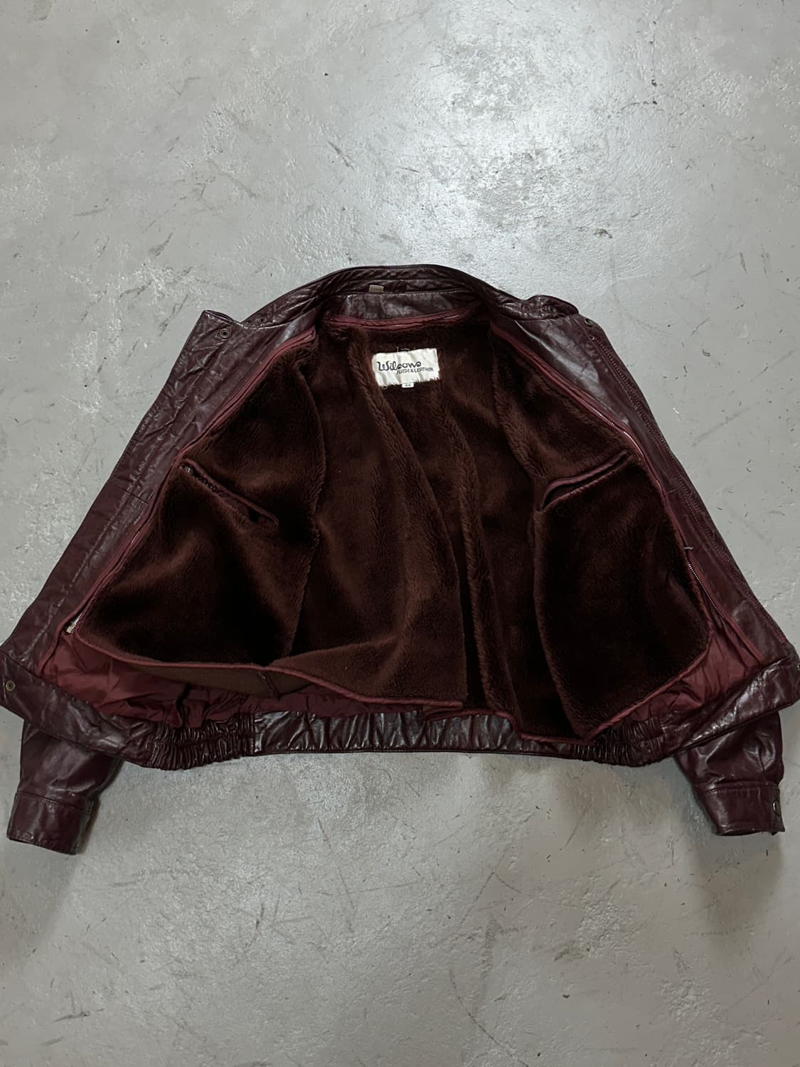 80's 빈티지 버건디 레더 크롭 자켓 빈티지 가죽자켓 상품이미지7