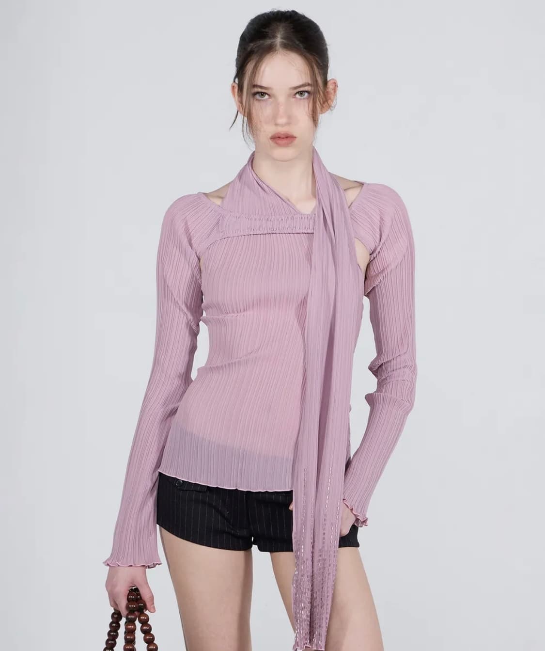 Beaded Scarf Set-Up Top Mauve 상품이미지1