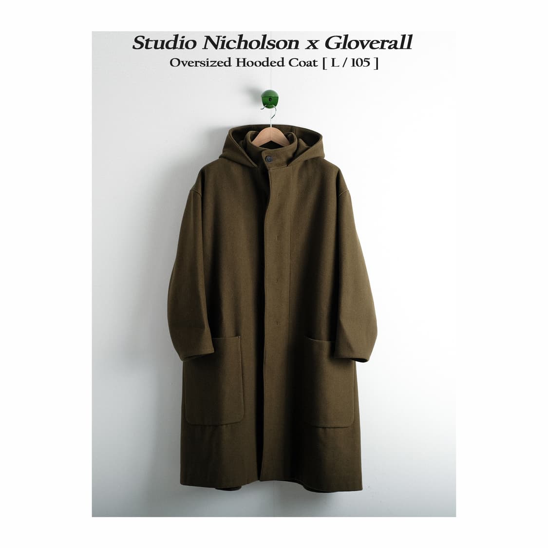 스튜디오 니콜슨 X 글로버올 후드 오버사이즈 울 후디드 코트 L사이즈 상품이미지1