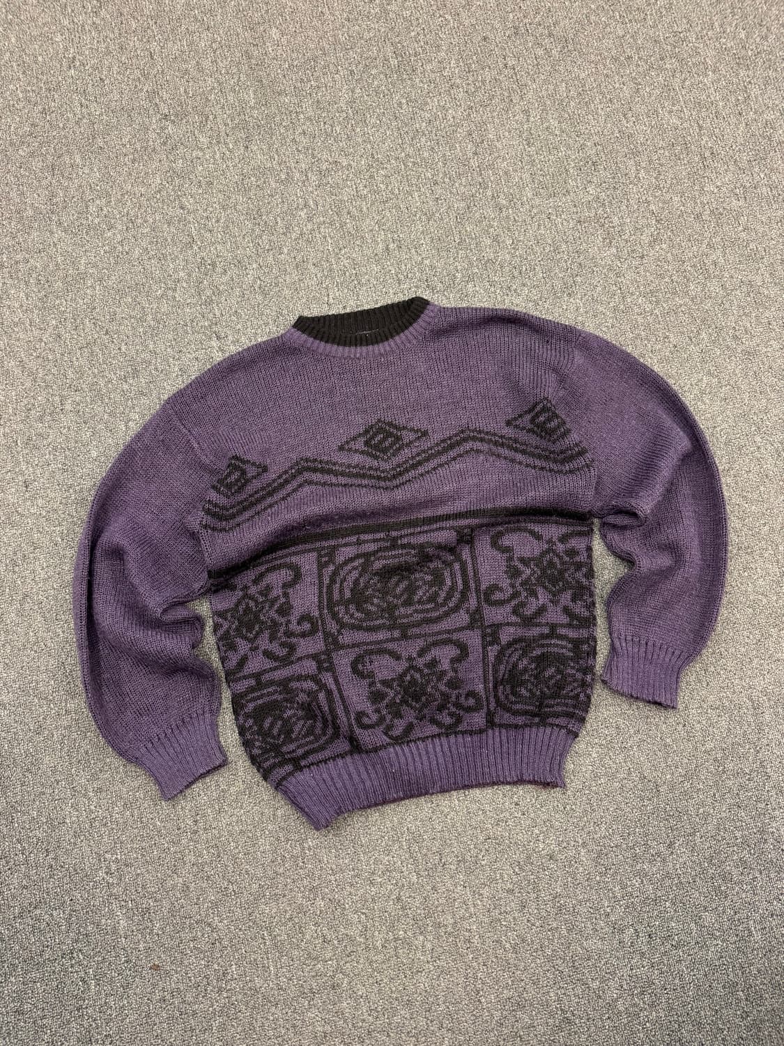 OS)Japanese vintage 패턴 퍼플 니트 (핀홀) 상품이미지1