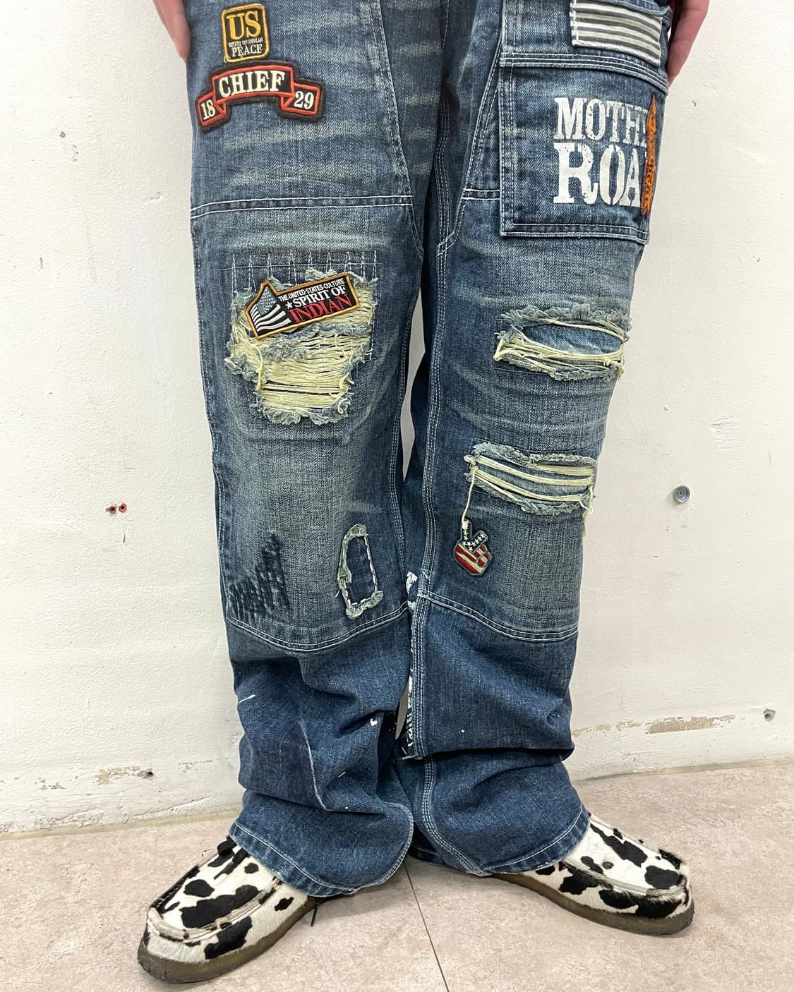 Patchwork Distressed Wappen Denim Pants 상품이미지7
