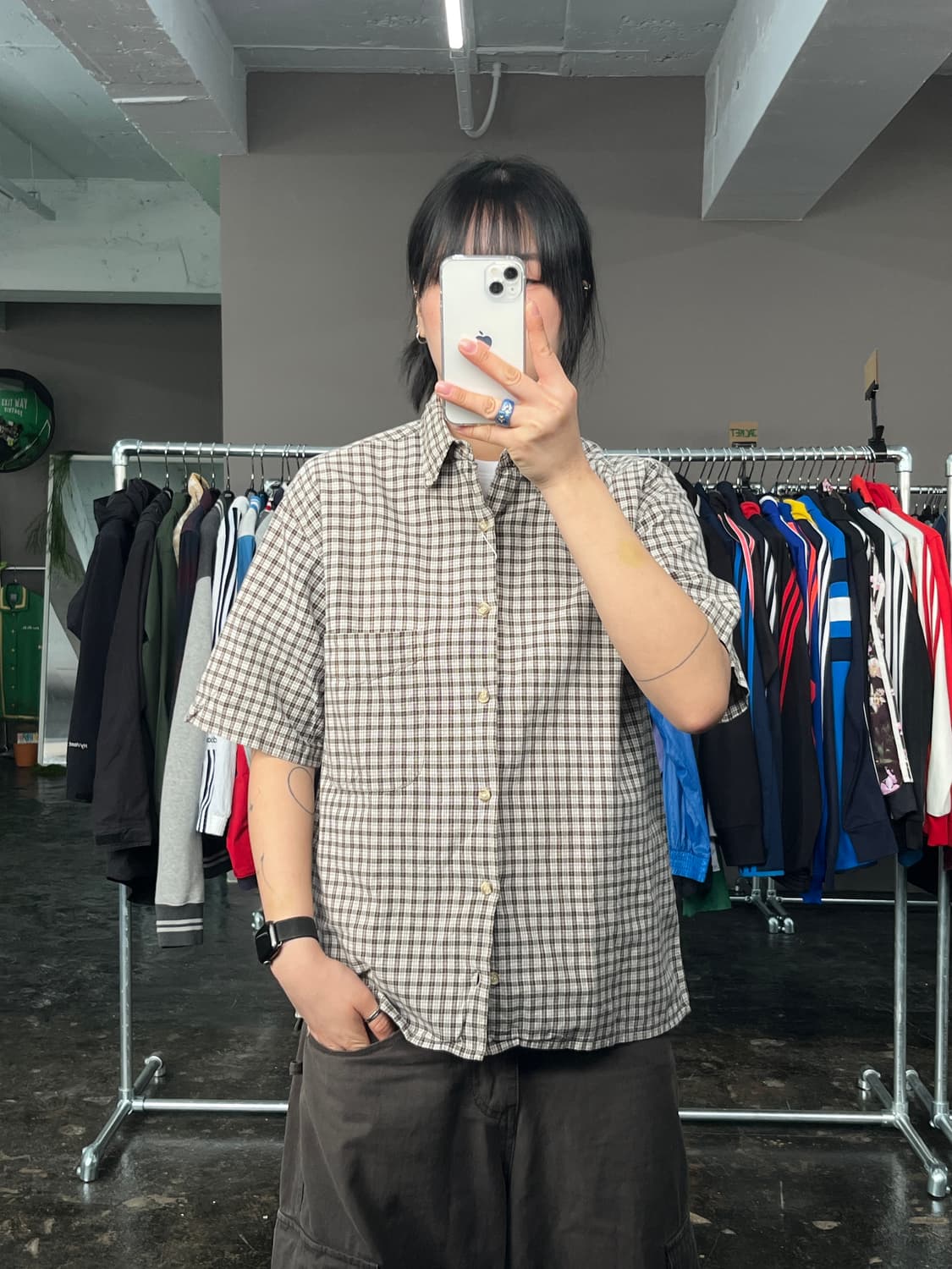 디키즈 크롭 체크 반팔 셔츠 상품이미지1