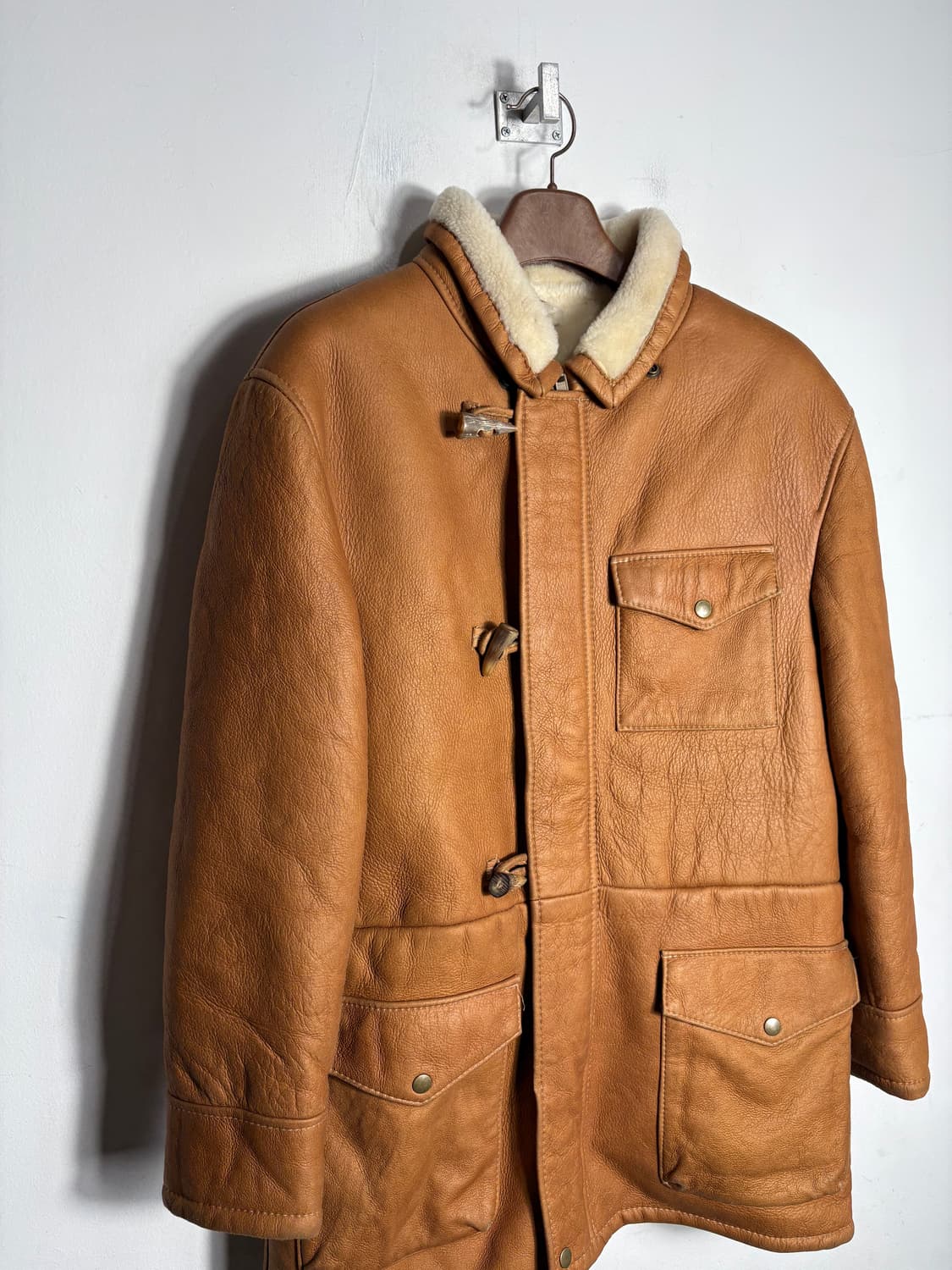 리얼 무스탕 더플 하프 코트 상품이미지2