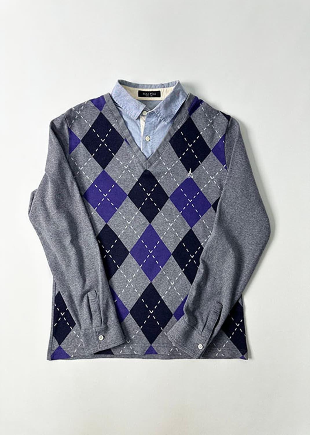 [100] 빈폴 슬림핏 셔츠 아가일 티셔츠 상품이미지1