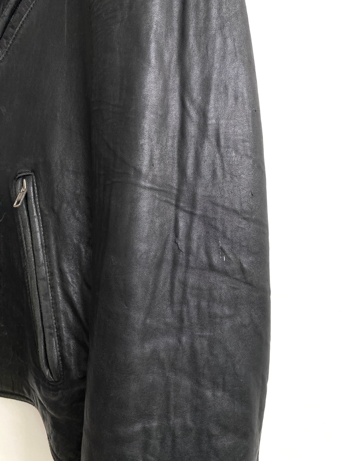 90‘s 하드락 카페 램스울 레더 라이더 자켓 상품이미지5