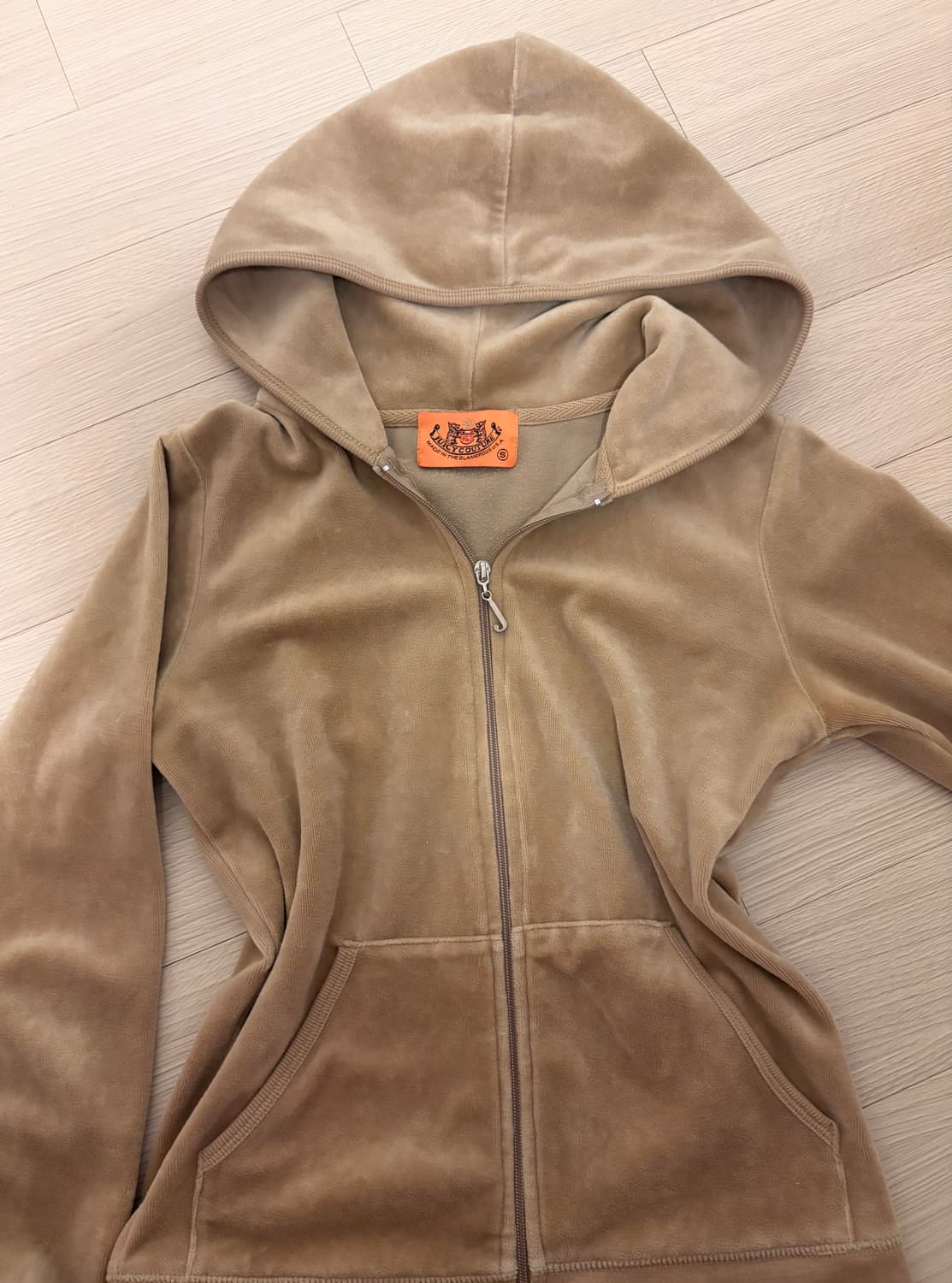 쥬시꾸뀌르 라떼 브라운 벨벳 후드집업 갸루 라떼갸루 y2k 상품이미지1