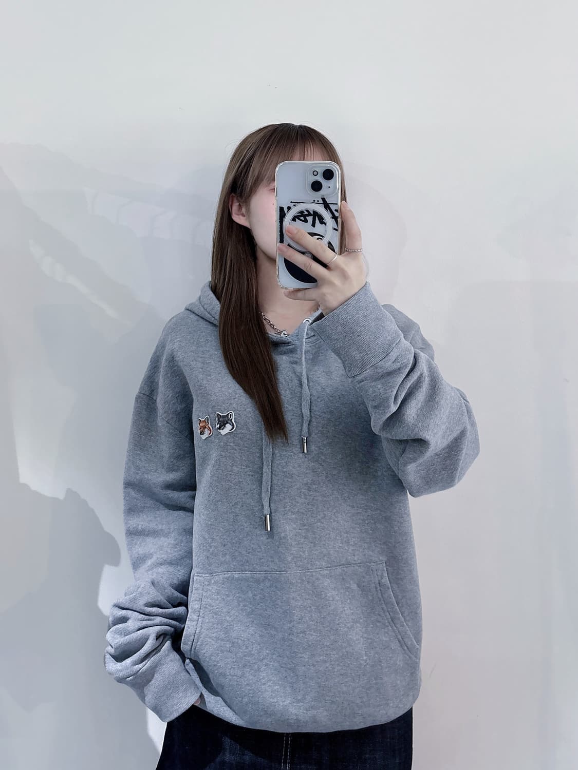 메종키츠네 더블폭스 그레이 후드 상품이미지3