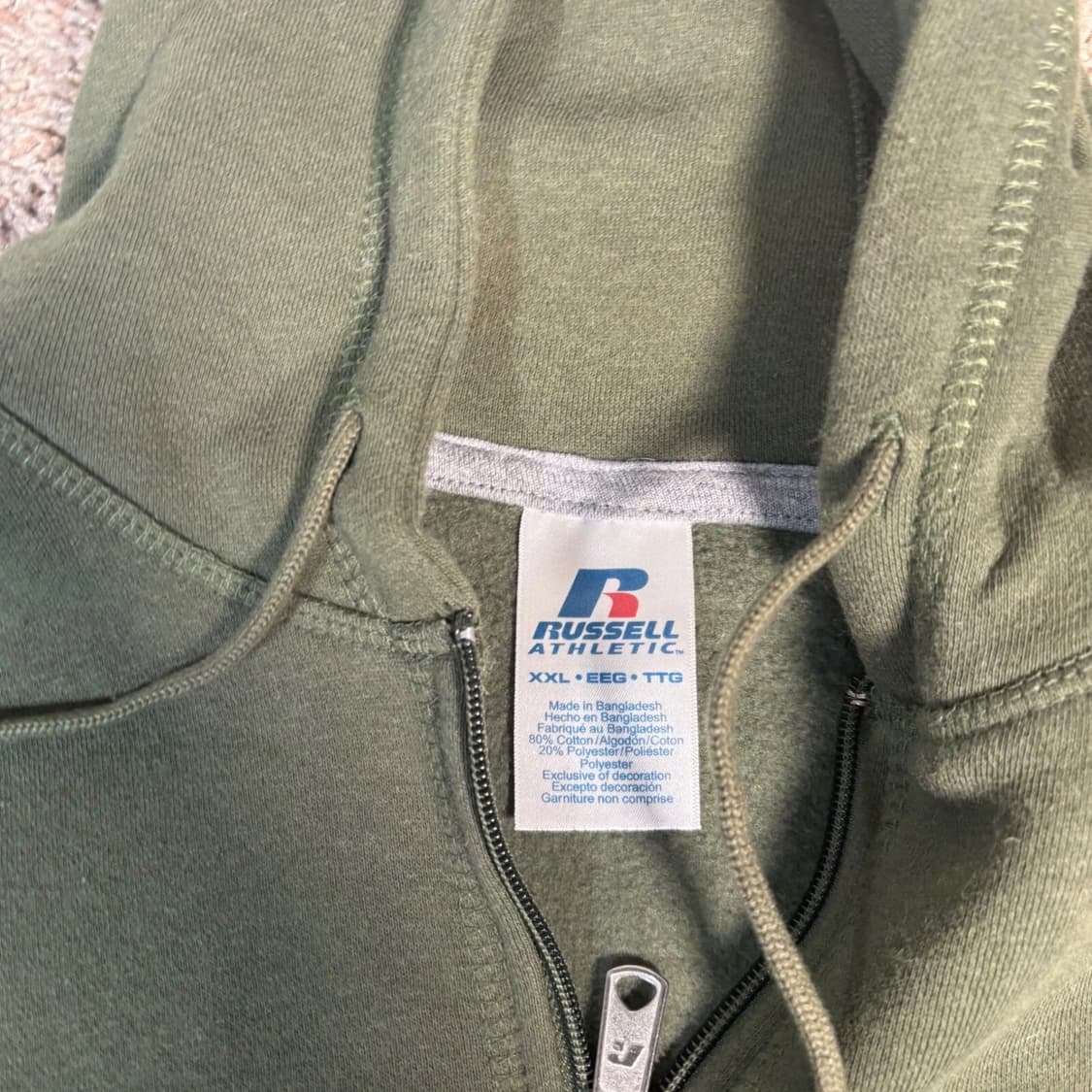 러셀 애슬레틱 스웻 후드집업 올리브 그린 상품이미지5