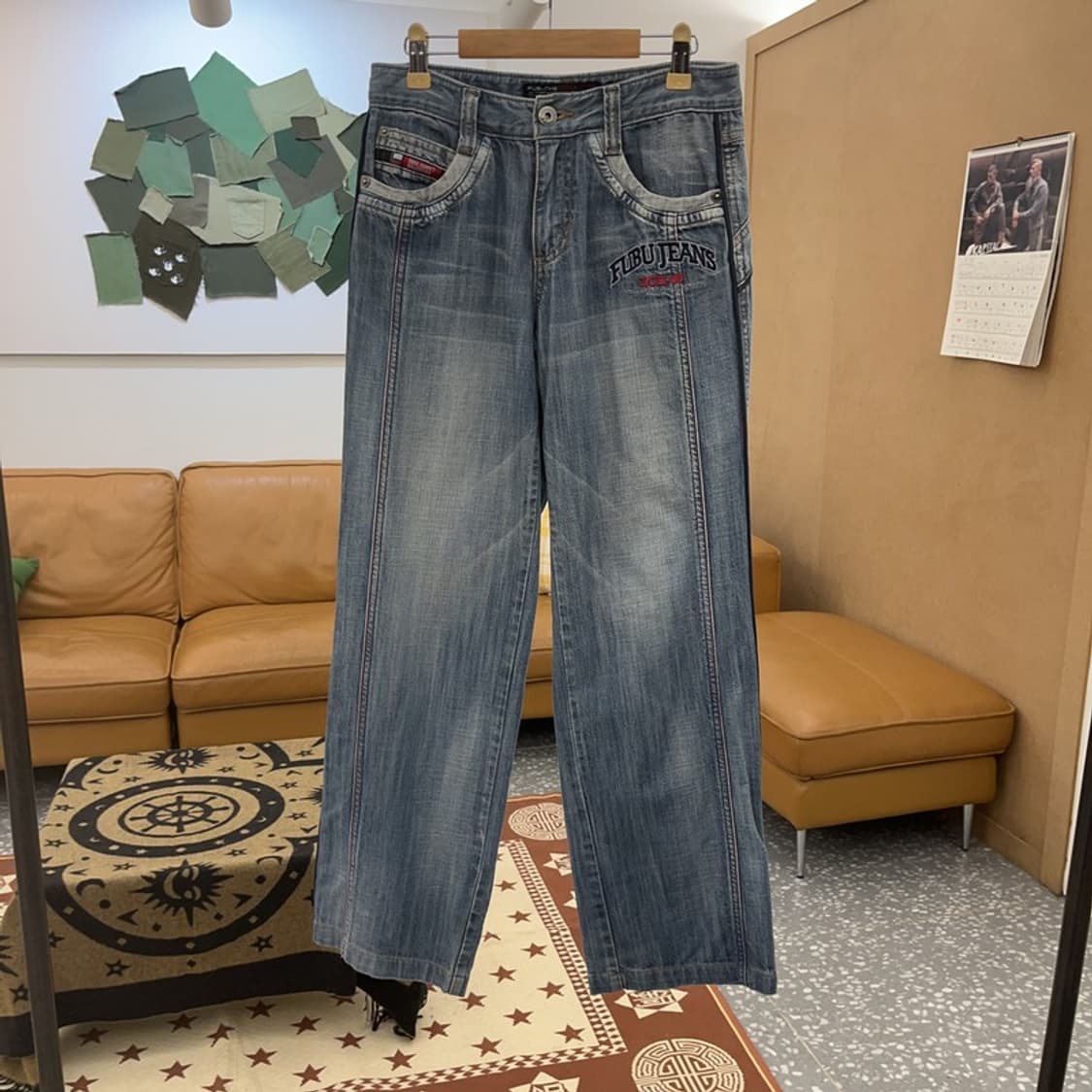 푸부 올드스쿨 Y2K 힙로고 데님 팬츠 27인치 C08676 상품이미지3