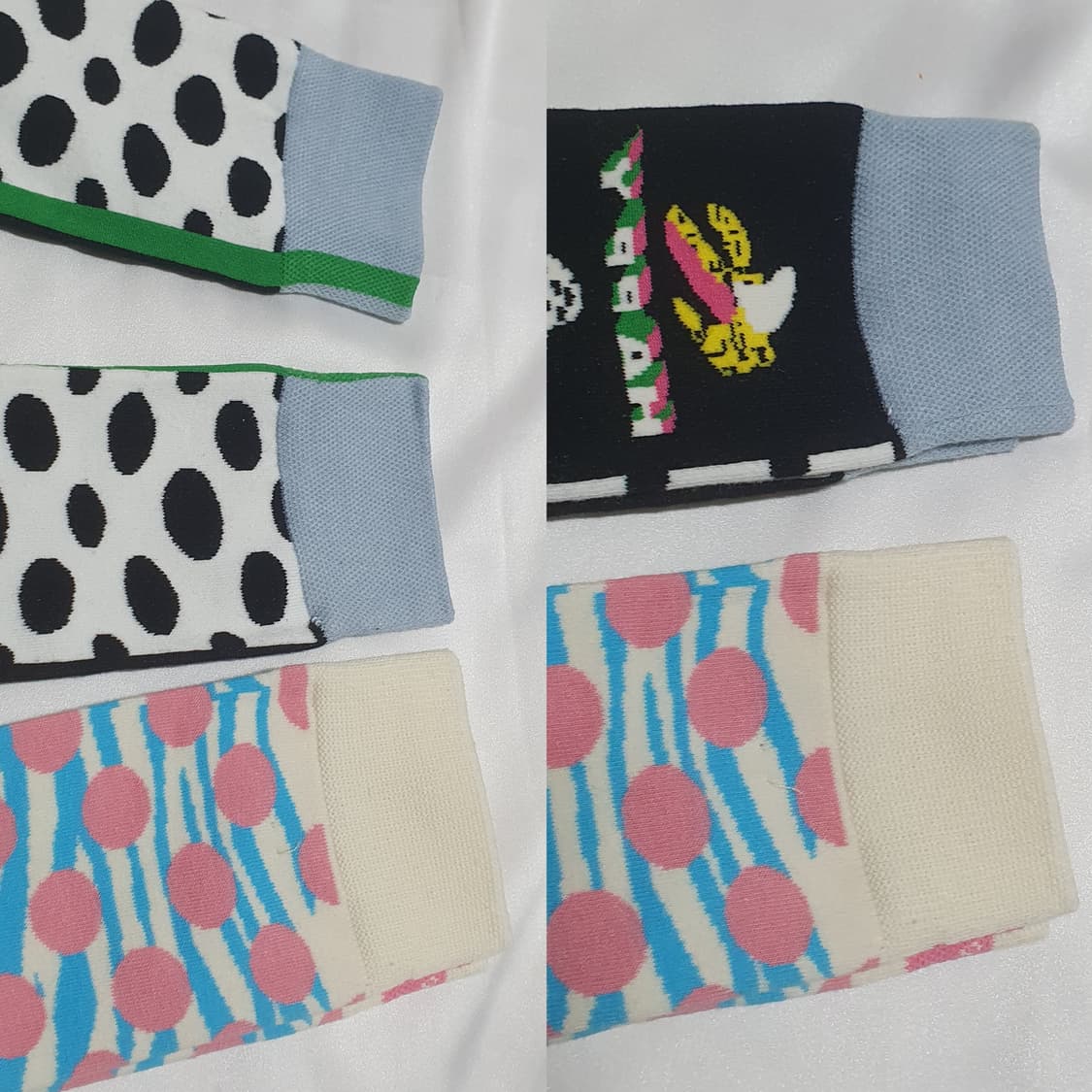 블랙 화이트 크림베이지 버섯 도트 줄말 해피삭스 양말  상품이미지3