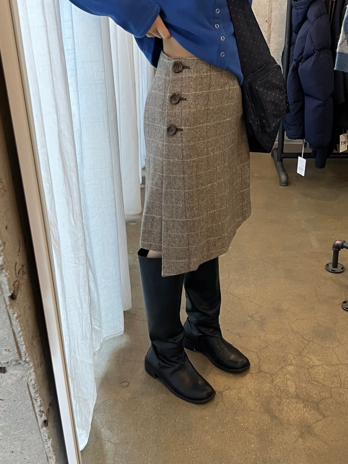 언발란스 트위드 스커트 브라운 상품이미지2