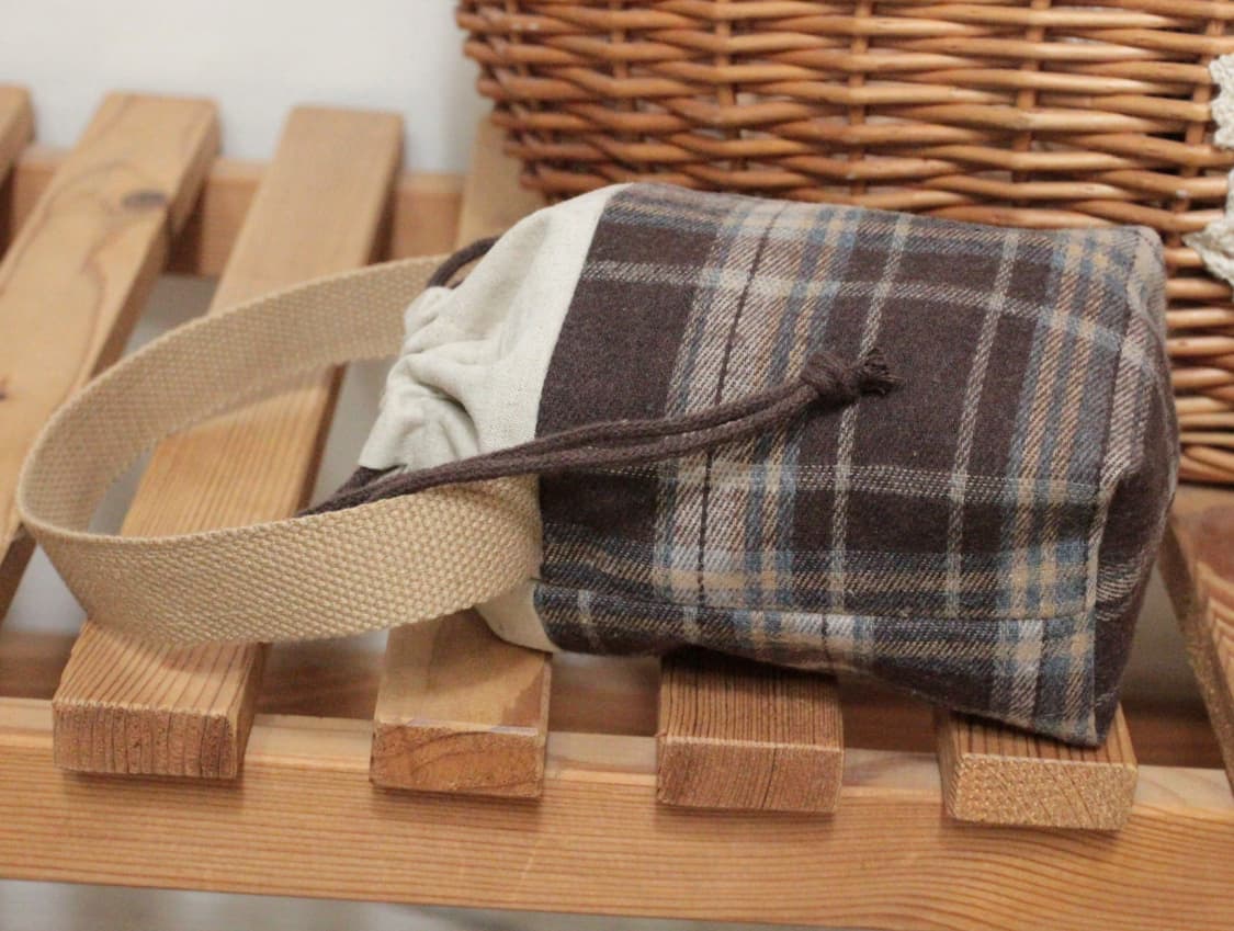 핸드메이드 체크 스트링 파우치 상품이미지4