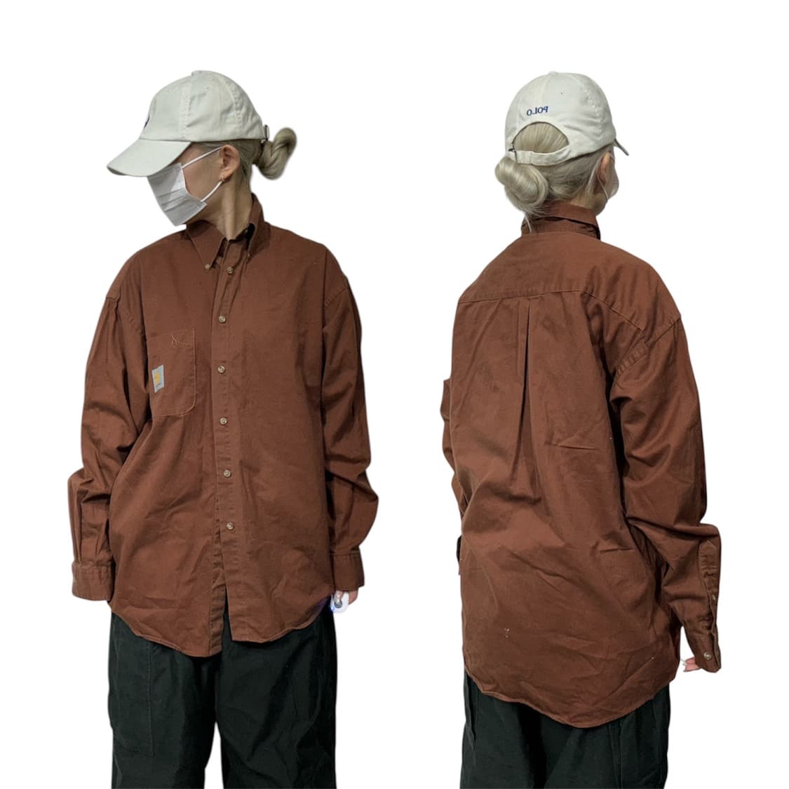 칼하크 브라운 워크 셔츠 솔리드 셔츠 M 상품이미지1