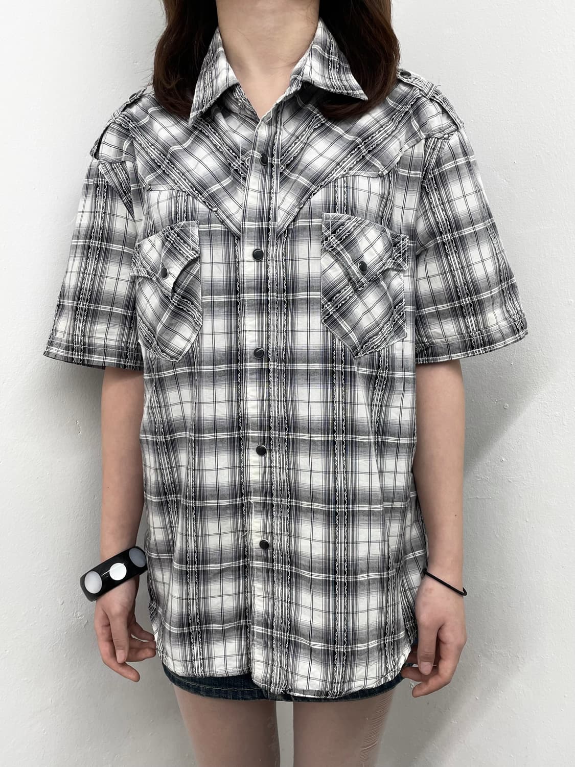 펑크 체크 버튼 셔츠 상품이미지1