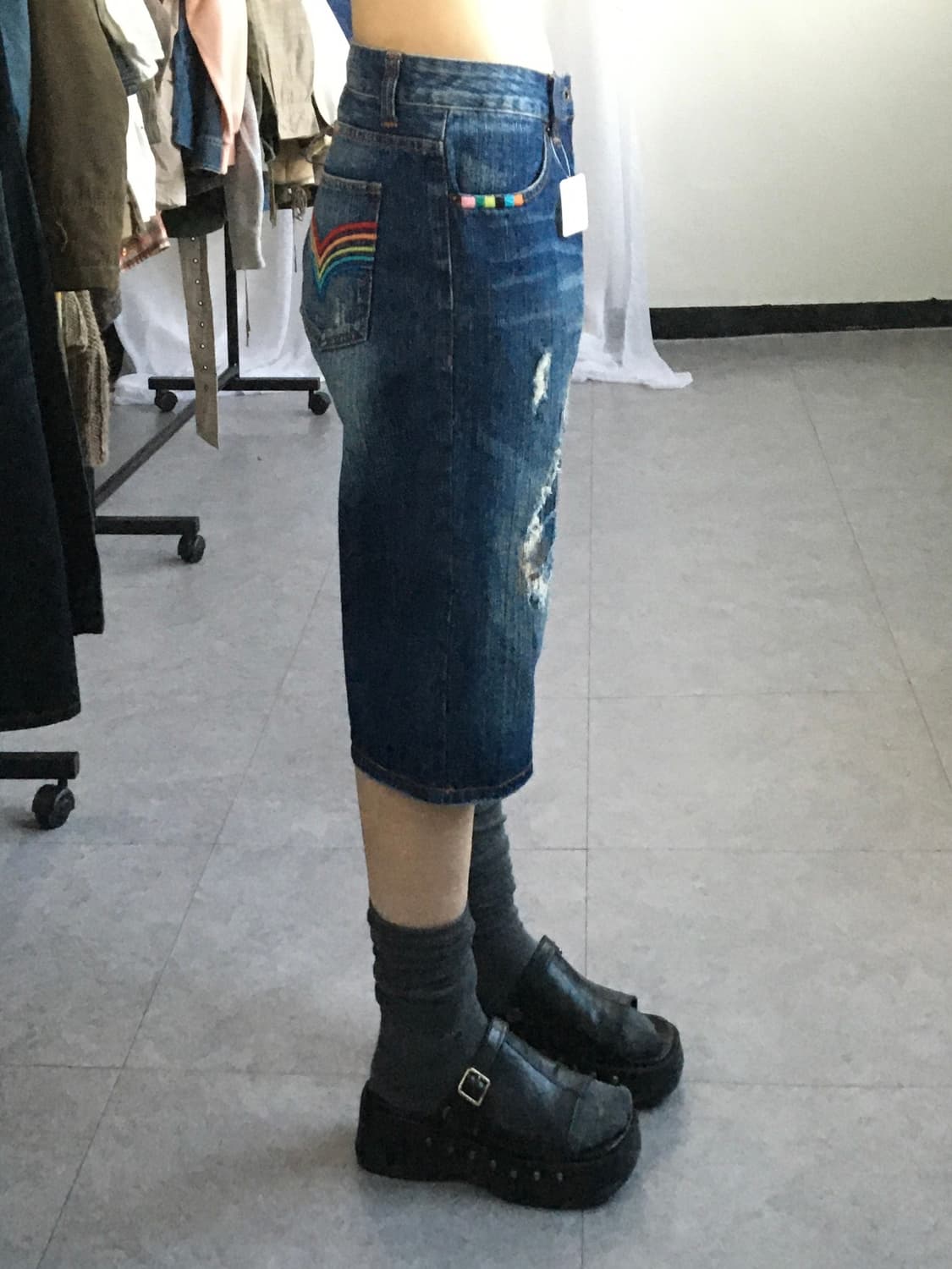 Damage point denim half pants 상품이미지8