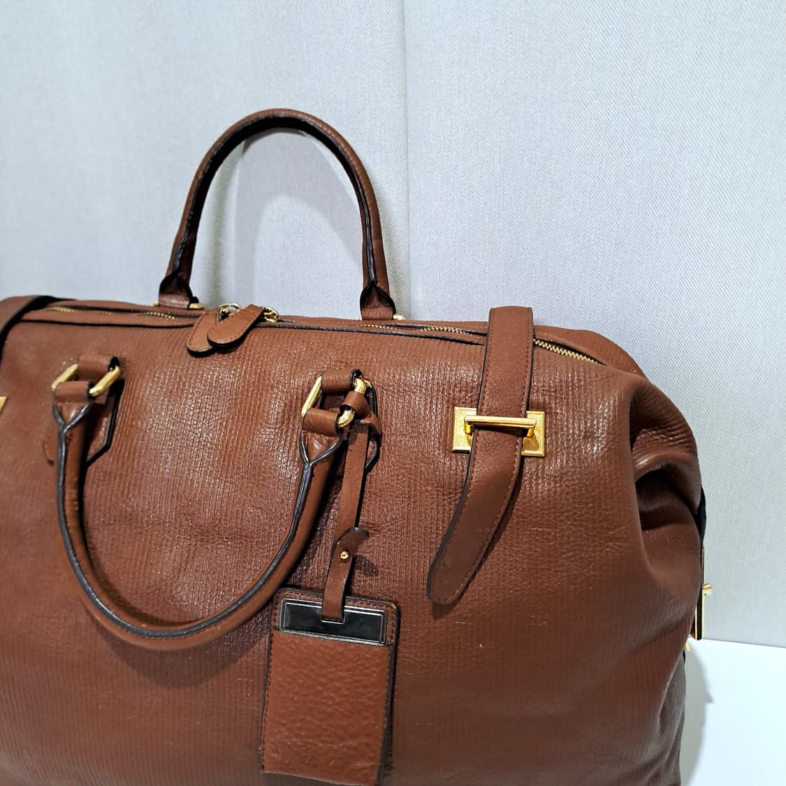 (택포) 한섬 타임옴므 브라운 가죽 보스턴백 B652 상품이미지2