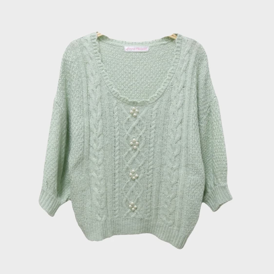 ANNE BASKET 진주 포인트 반팔 니트 62284 상품이미지1