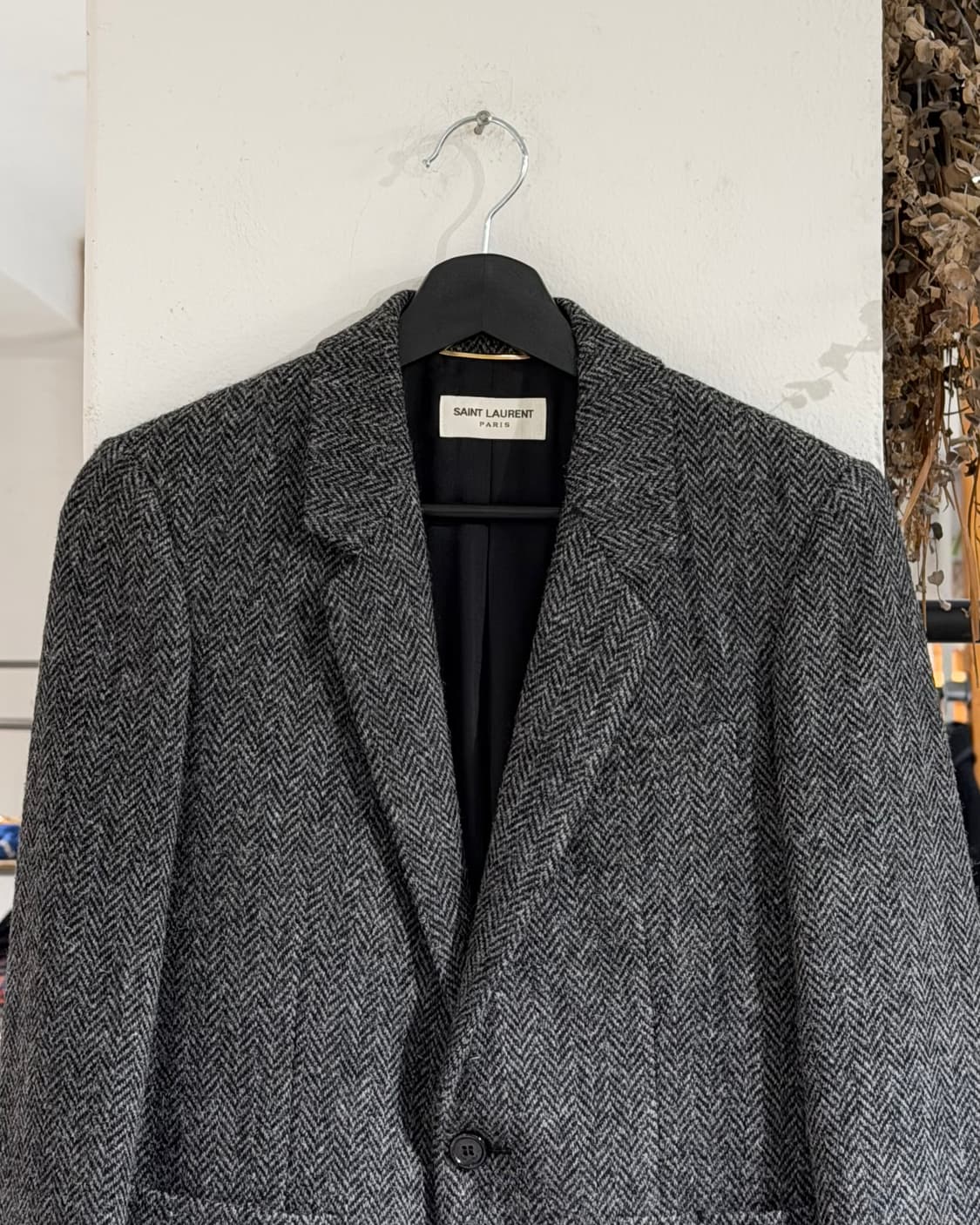 생로랑 차콜 헤링본 투 포켓 울 블레이저 상품이미지4