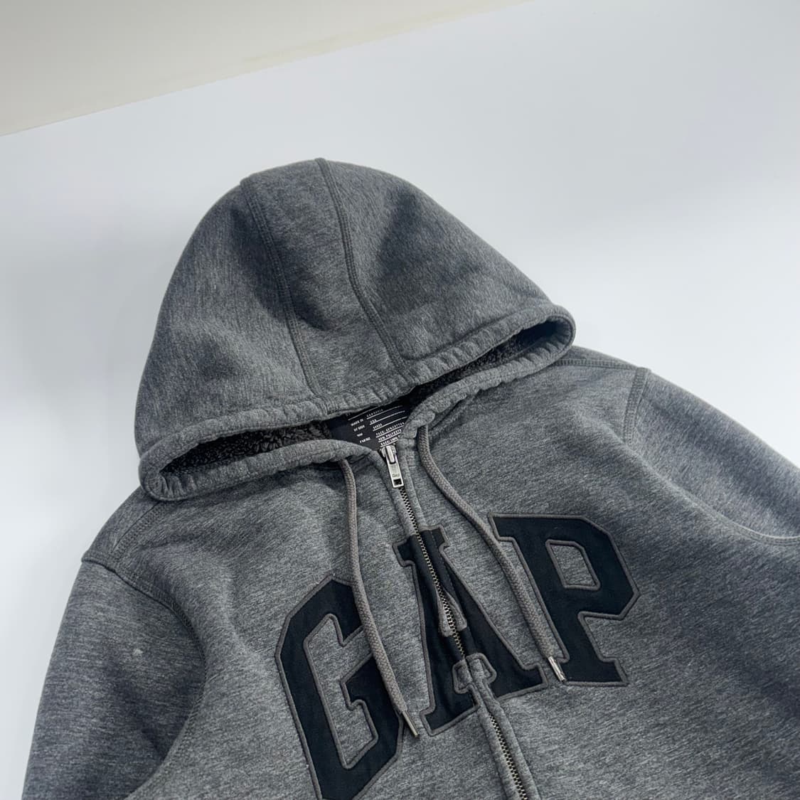 Gap 갭 차콜 로고 그레이 퍼 안감 후드집업 상품이미지4