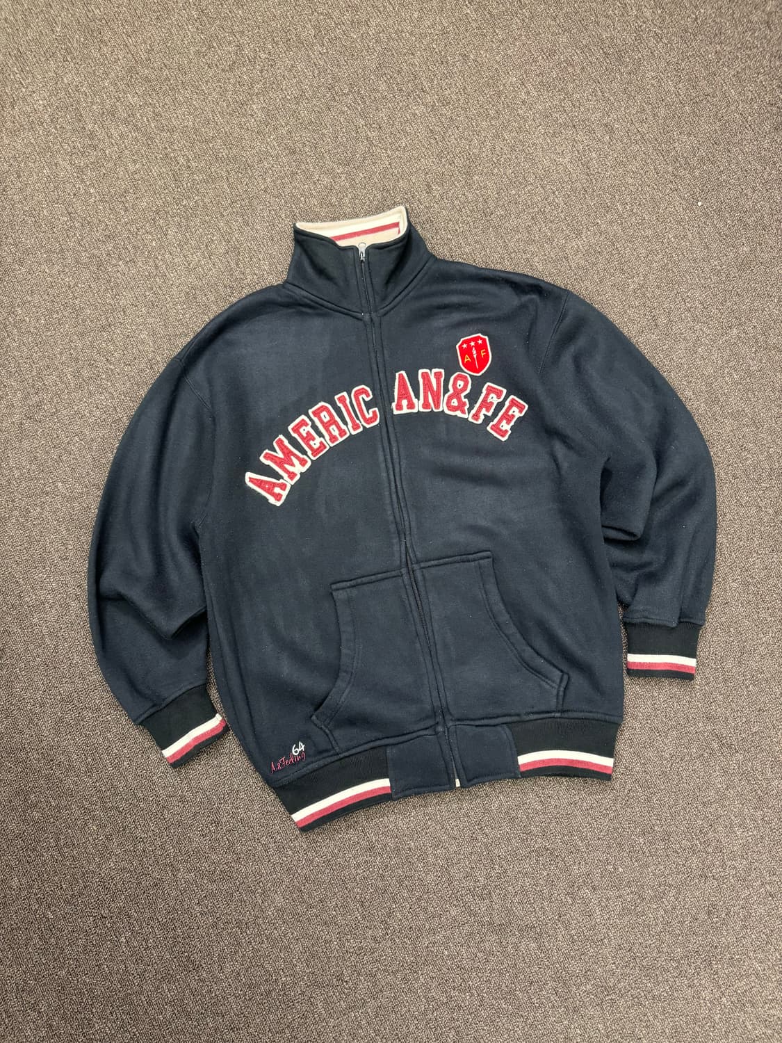 M)American&Feeling 빈티지 로고 포인트 기모 집업 자켓 상품이미지3