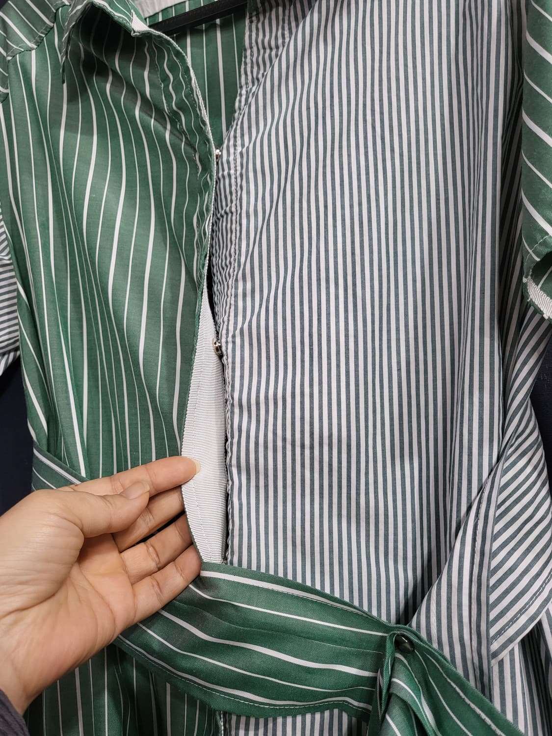 스트라이프 벨트 셔츠식 롱원피스 상품이미지5