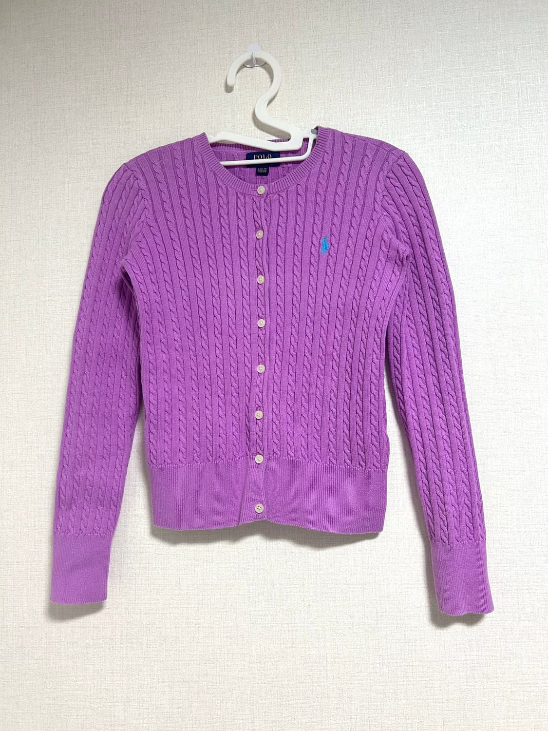 폴로 랄프로렌 신형 걸즈 니트 가디건 퍼플 핑크 L  상품이미지3
