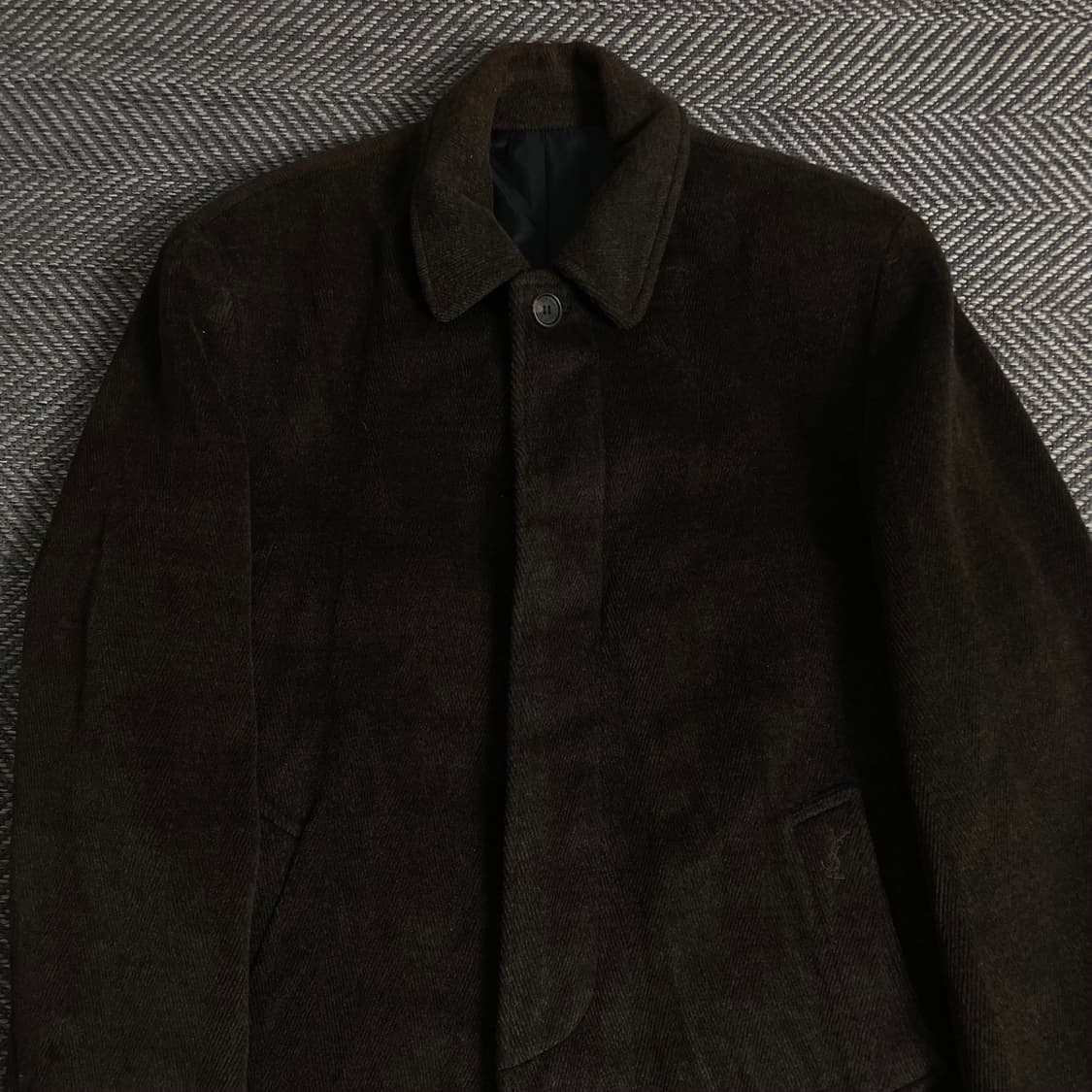 90s 입생로랑 자수로고 울 혼방 앙고라 하프 발마칸 코트y 3621 상품이미지5