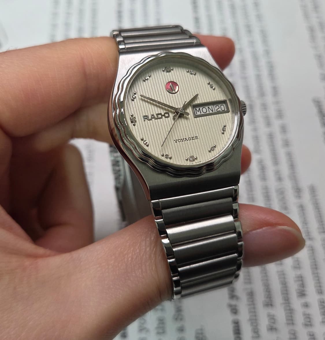 레어] 빈티지 라도 보이저 순정 아이보리판 플라워베젤 브레이슬릿 ver. 상품이미지3