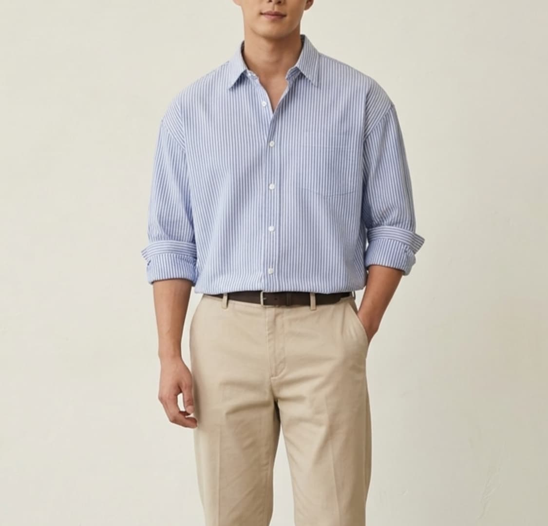 [105]테이크이지 스트라이프 옥스포드 오버셔츠(새상품) 상품이미지1