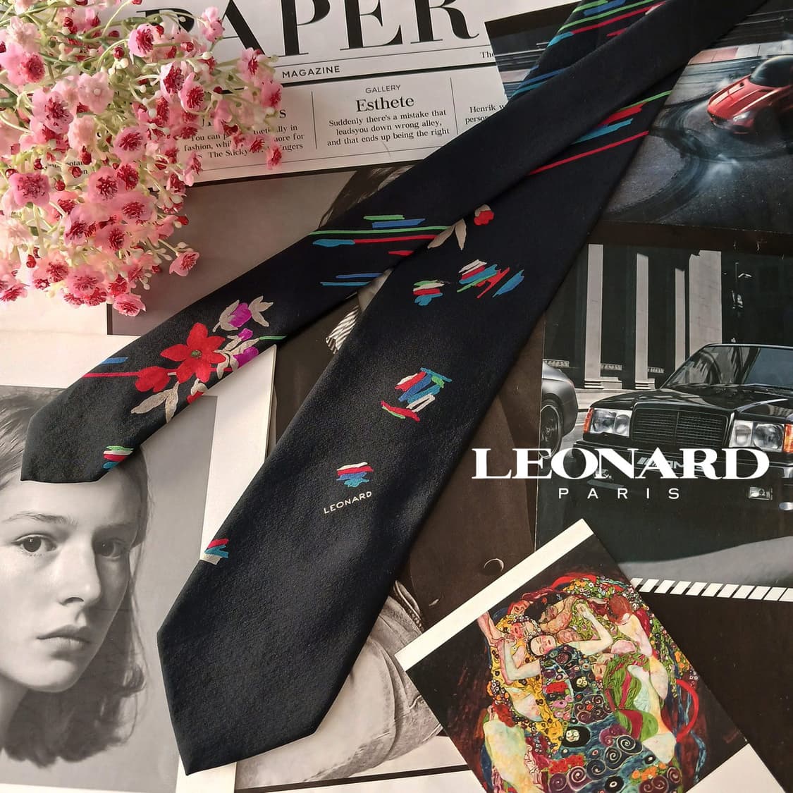 레오나드 실크 로고 포인트 넥타이 7.8cm A+~A등급 A19178
 상품이미지1