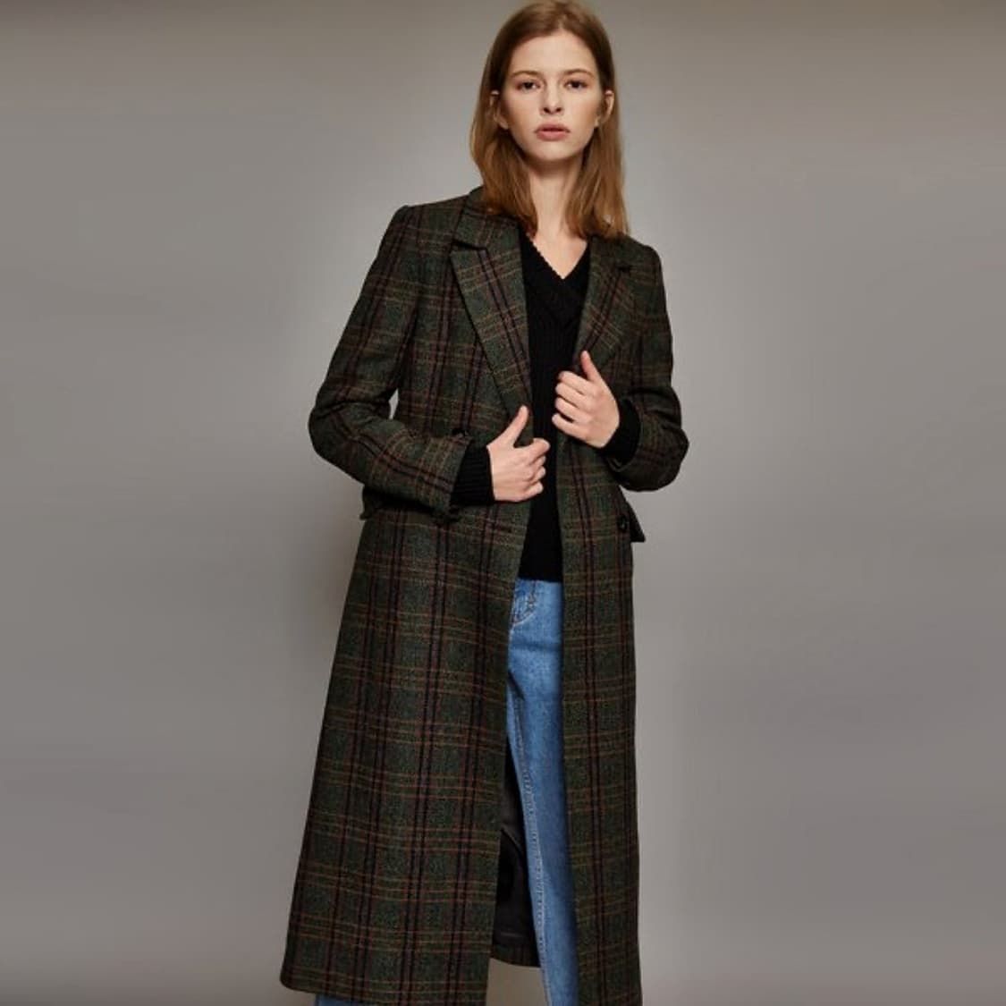 마쥬 maje 울 체크 코트 상품이미지1