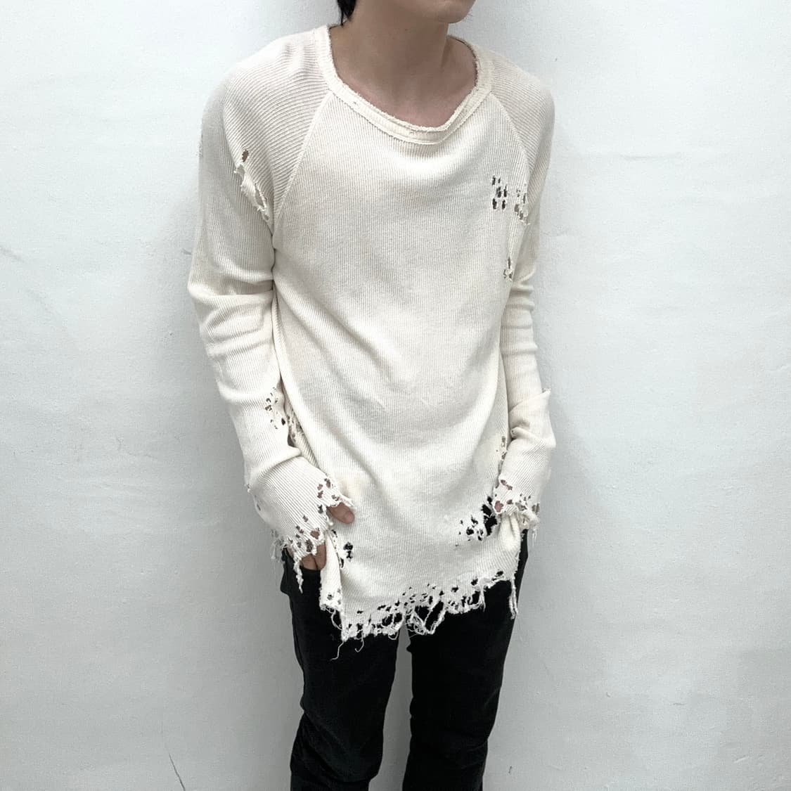 ivory damaged knit long sleeve 상품이미지2