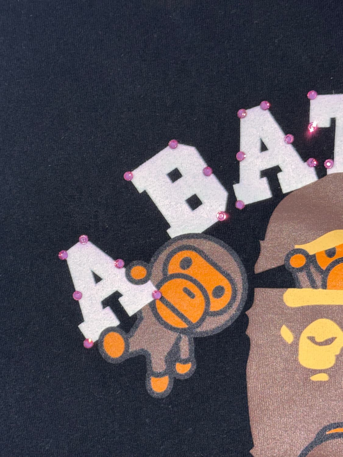 베이프 크리스탈 스톤 컬리지 마일로 티셔츠 블랙 상품이미지2