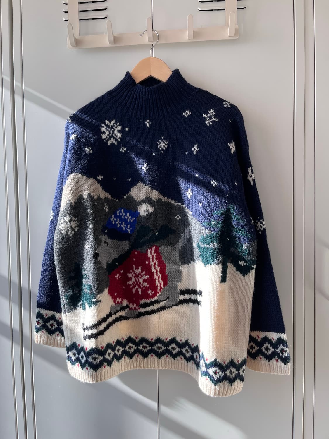 (Rare) 90' 폴로 랄프로렌 눈꽃 썰매 강아지 울니트  상품이미지4