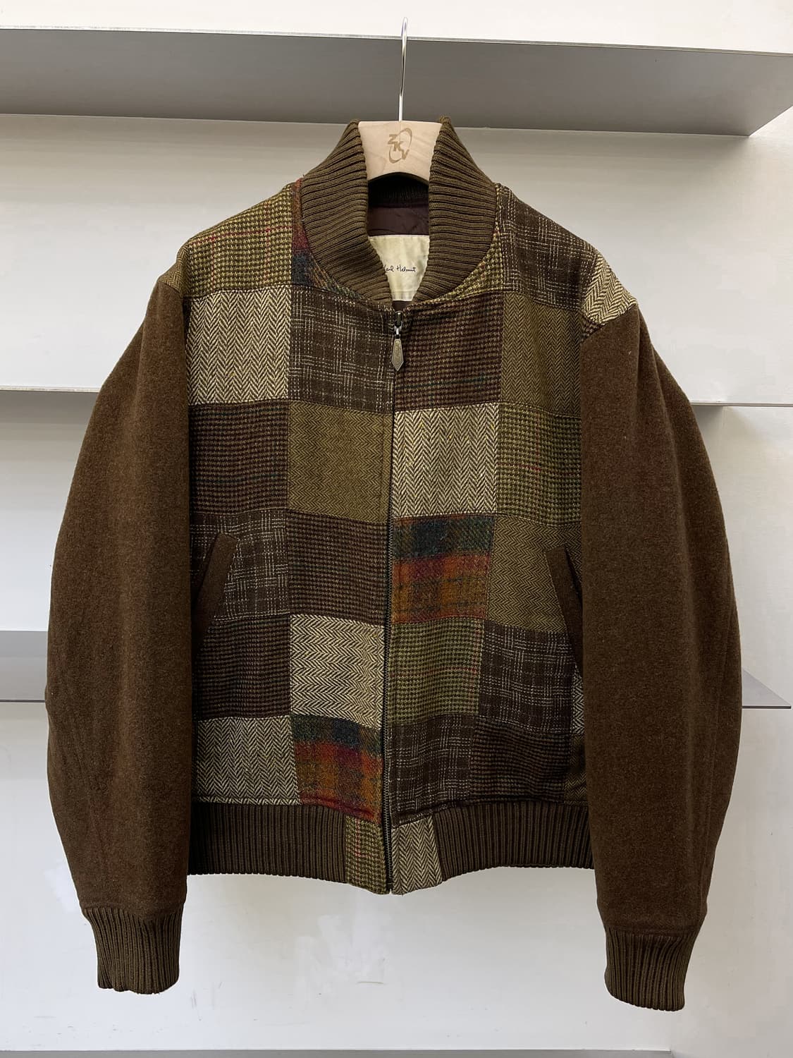 칼 헬무트 90s 체크 패치워크 울 자켓 상품이미지1