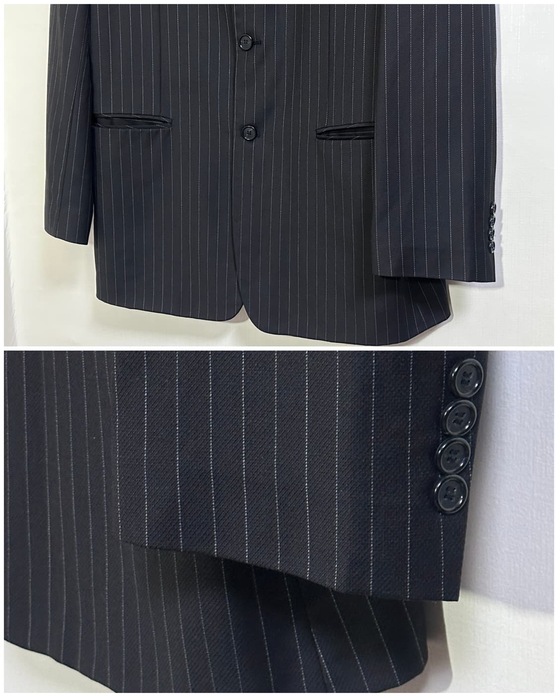 휴고보스 스트라이프 정장 셋업 105/30/블랙 / 오버핏 수트 상품이미지3