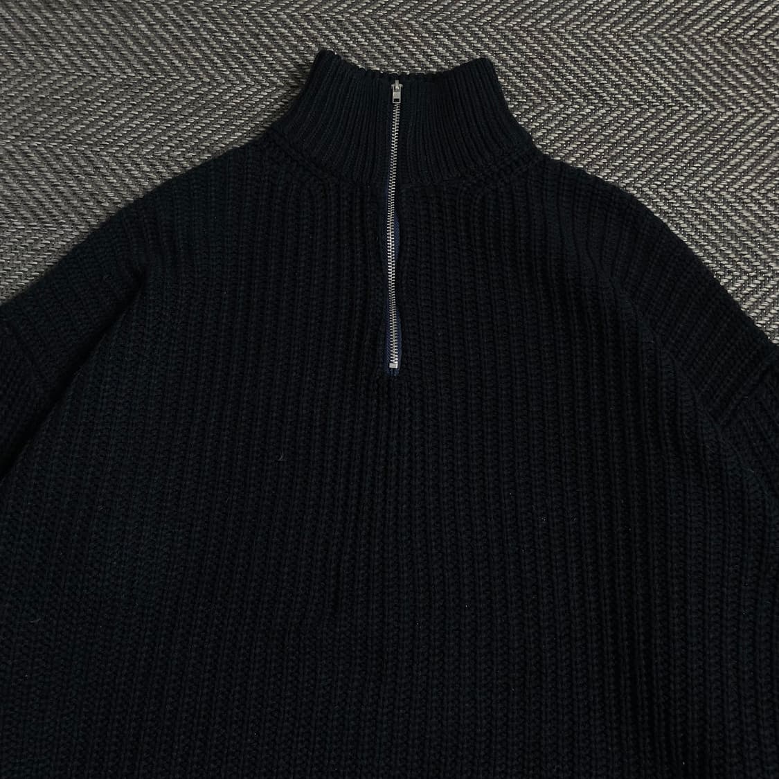 트릴리온 카라넥 니트 하프 집업 네이비y 3979 상품이미지5