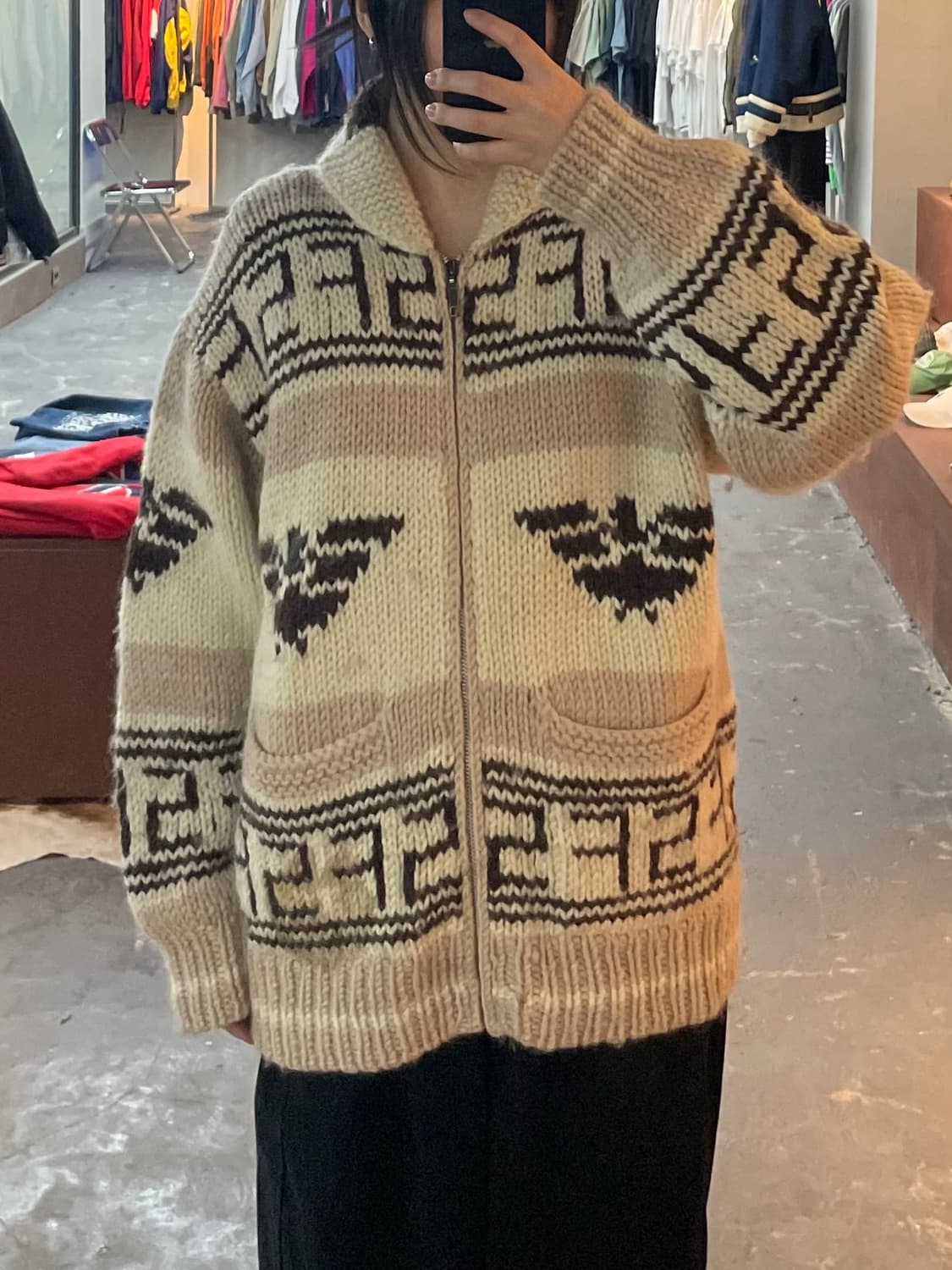 빈티지 울 코위찬 니트 집업 H2199 상품이미지1