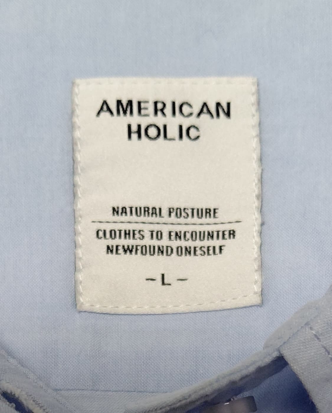 ​[L] 아메리칸 홀릭 삭스 블루 코튼 셔츠 상품이미지5
